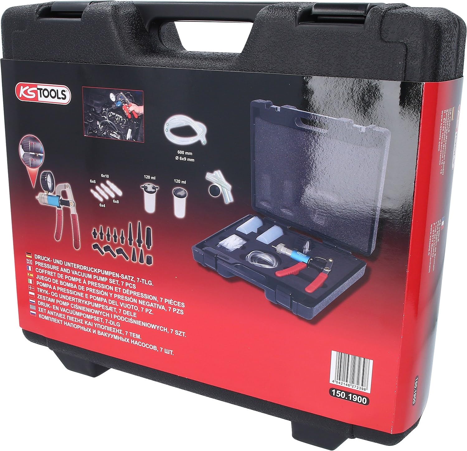 KS Tools 150.1900 Pompa a pressione e pompa del vuoto, serie da 7 pz