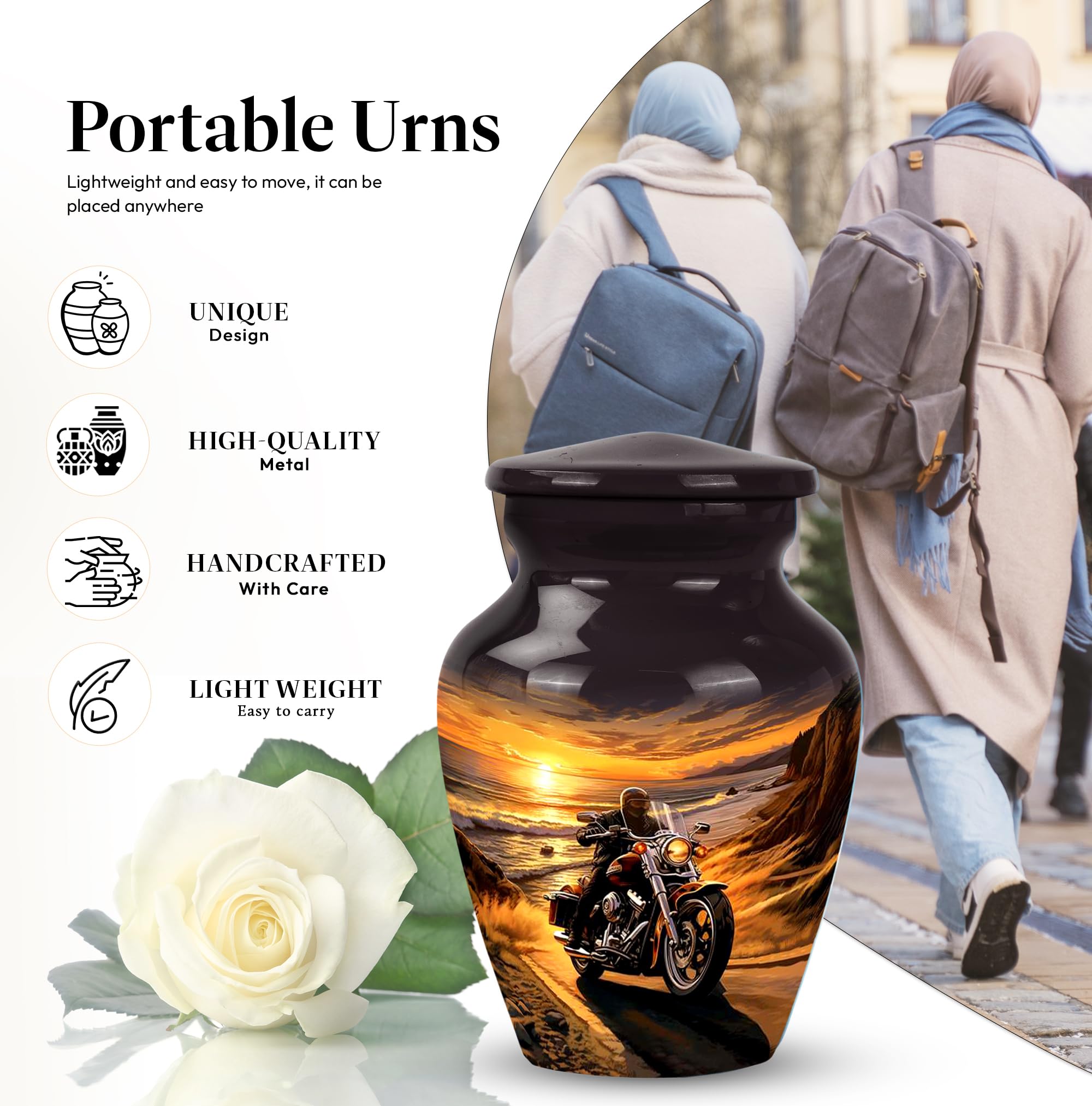 Feuerwehr-Urne Für Asche - Handgefertigte Gedenkurne Für Erwachsene Mit Samtbeutel