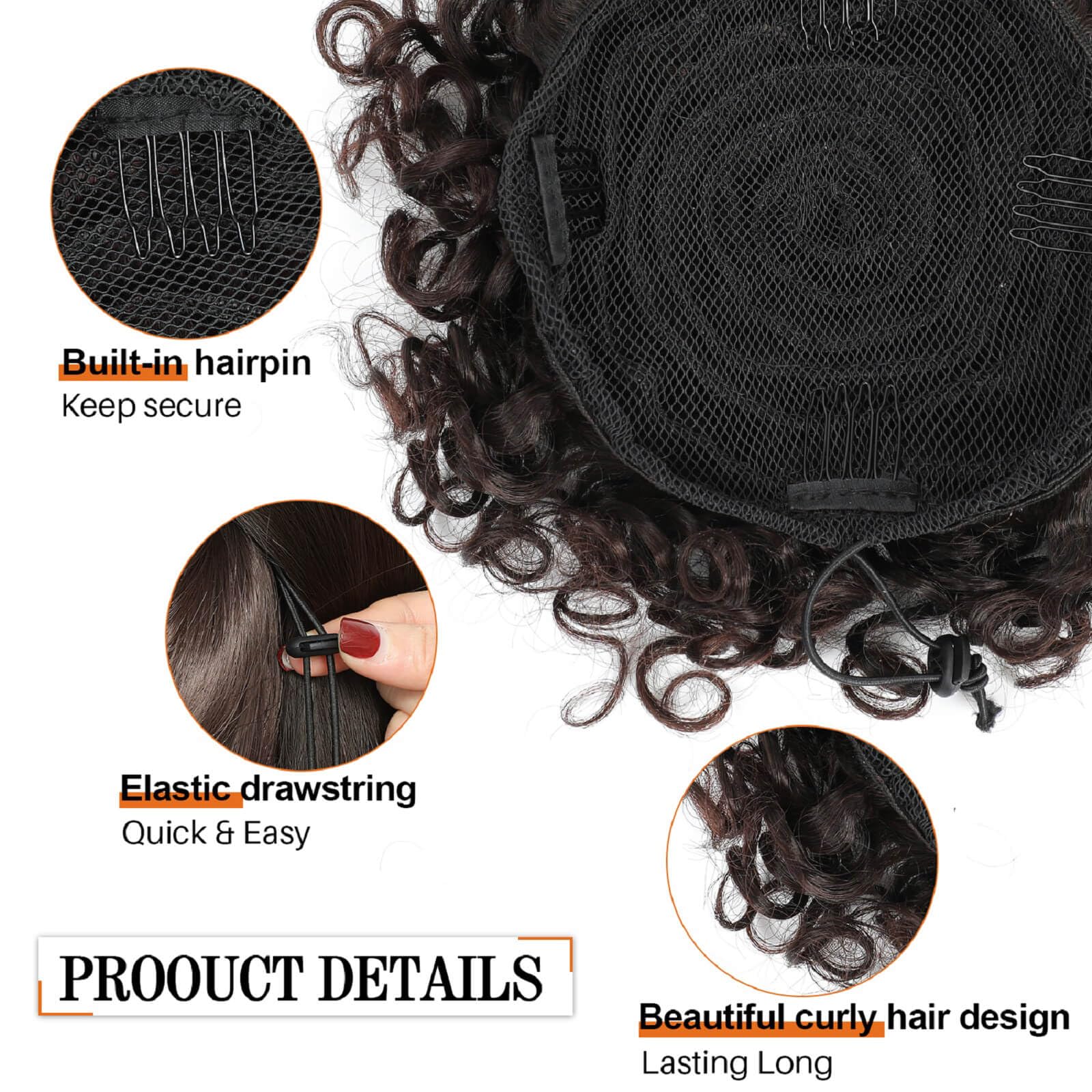 Flyroseing Elastic Drawstring Messy Bun Hair Piece - Image 4