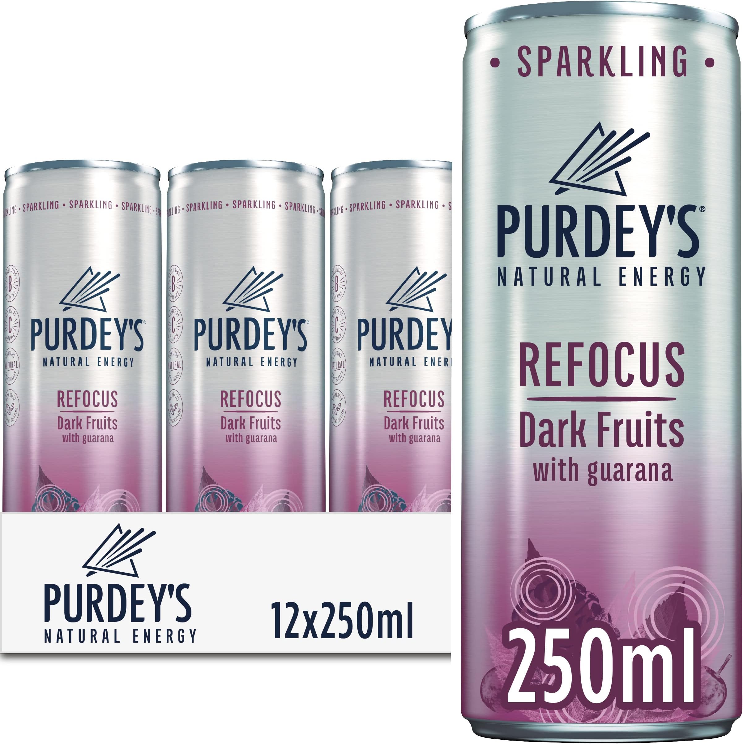 Natural Energy Refocus Dark Fruits with Guarana, 250 ml (Pack of 12)