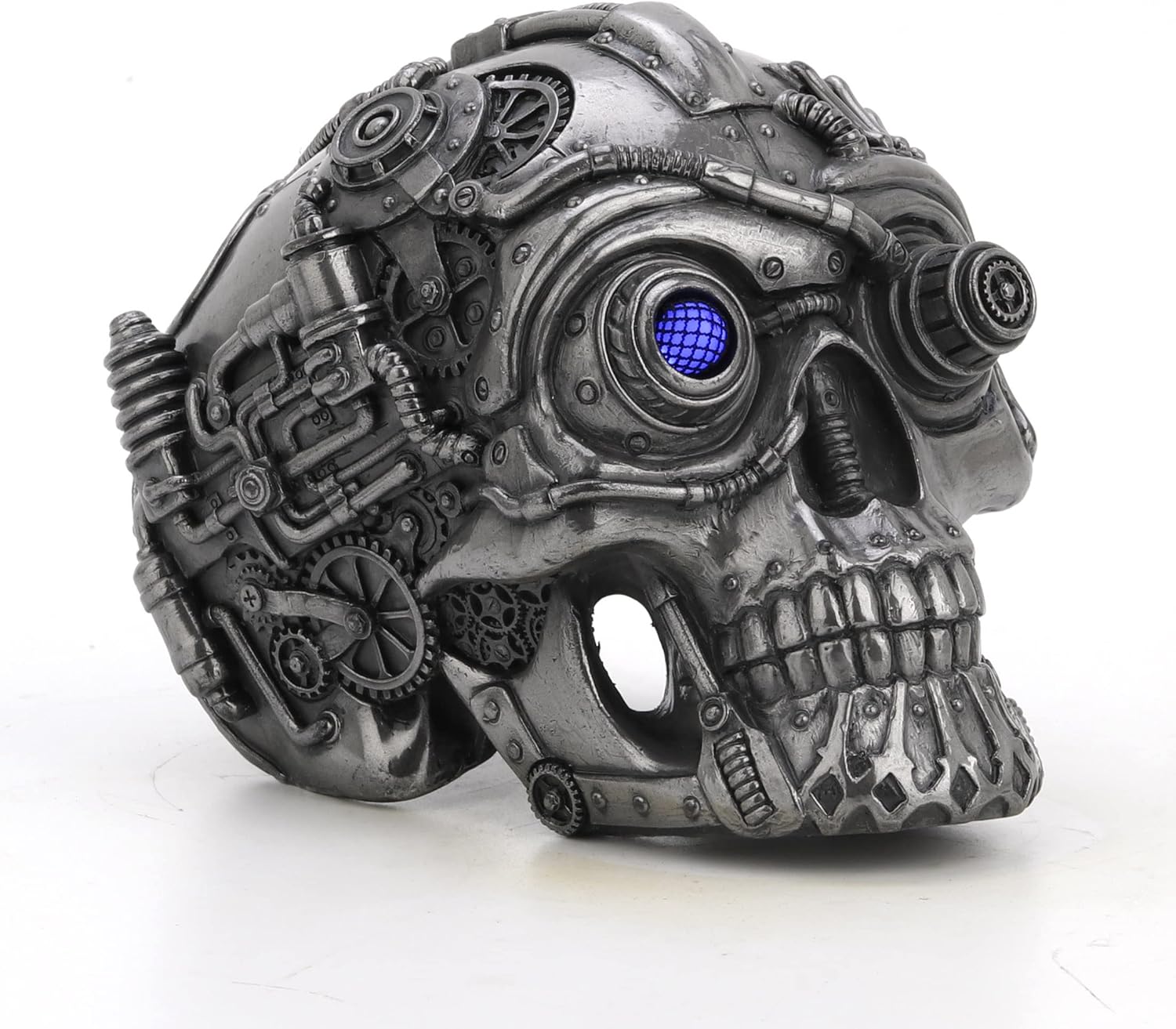 Veronese Design 4 1/2" Tall Steampunk Laser Eye Skull Resin Sculpture Petwer Finish