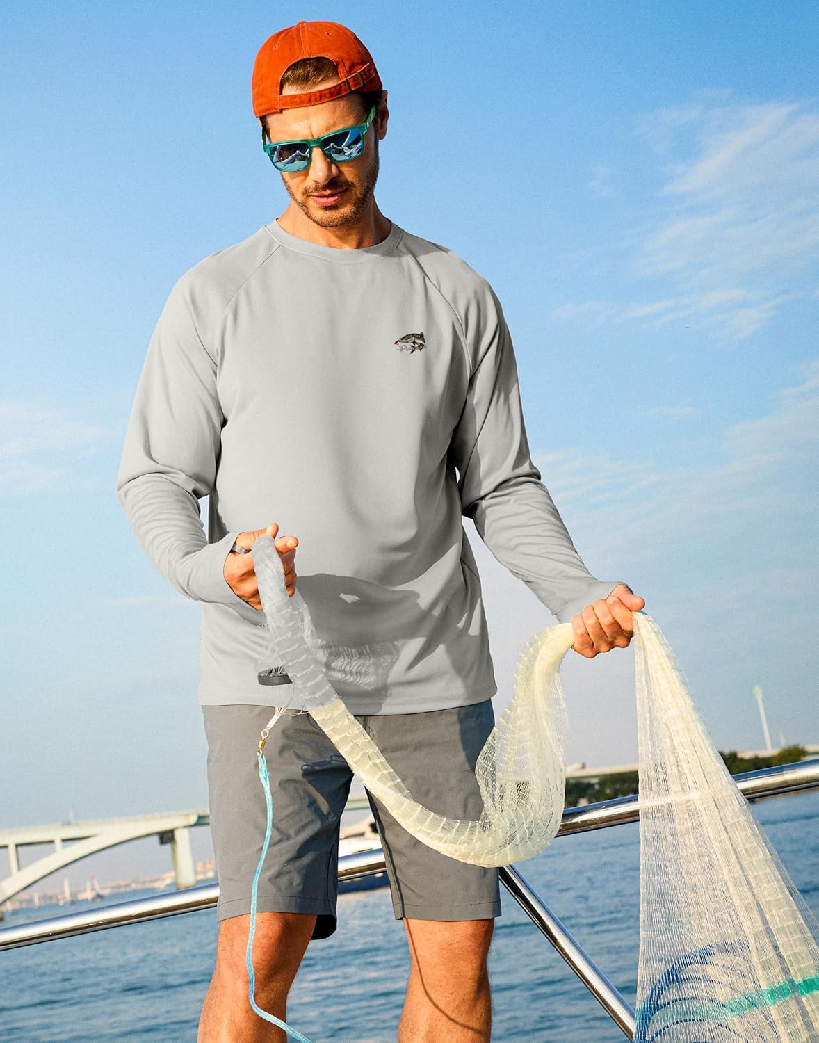 Pudolla Men's Sun Protection Long Sleeve Shirts UPF 50+ Fishing Swim Shirts Lightweight Quick Dry Rash Guard Hiking Shirts