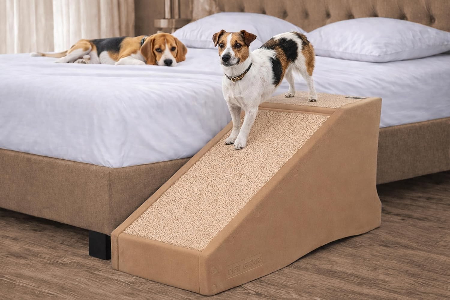 Pet Gear Stramp Stair and Ramp Combination for Dogs/Cats, Easy Step, Lightweight/Portable, Sturdy, Easy Assembly (No Tools Required) 1 Model, Sand Dune