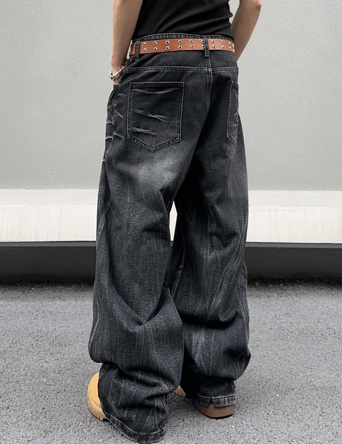 Men's Baggy Jeans Loose Fit Denim Pants Wide Leg Ripped Jeans Y2K Clothes Streetwear - Image 3