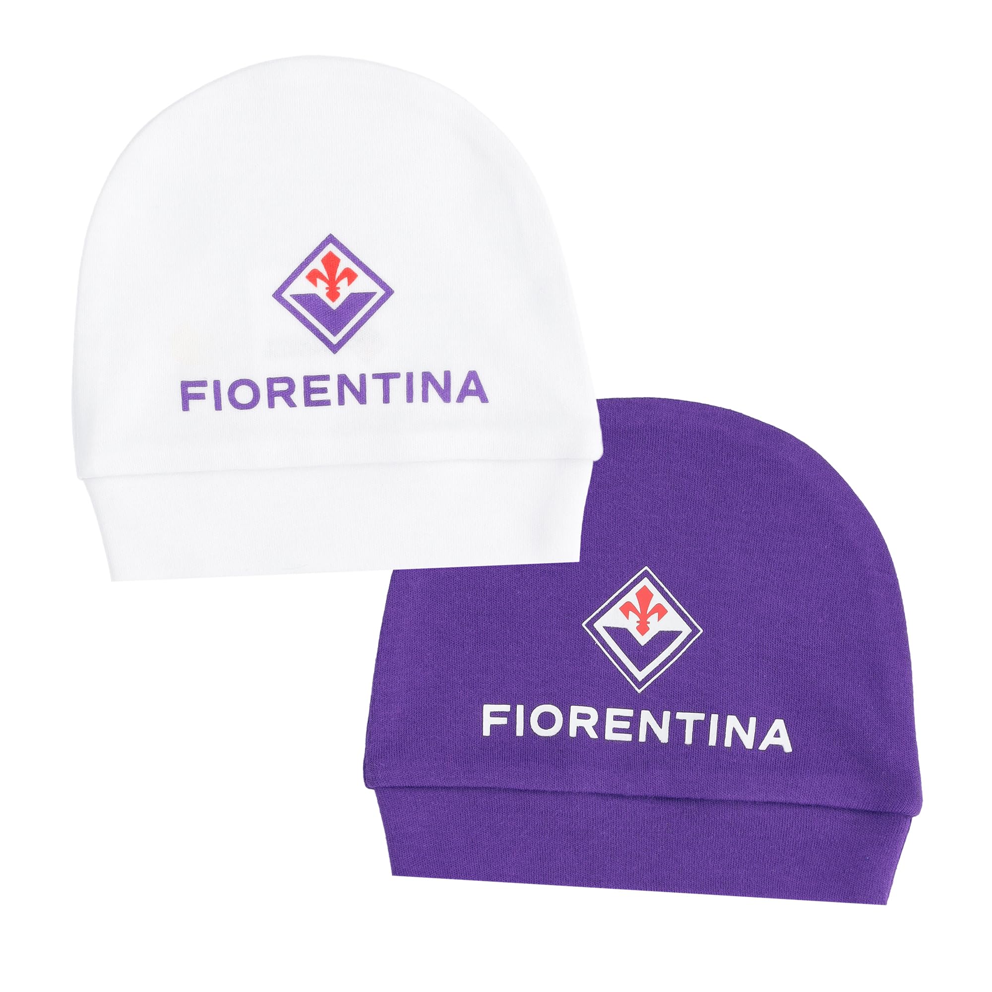 ACF Fiorentina Set 2 Cuffiette Neonato, Berretto Unisex - Bimbi 0-24