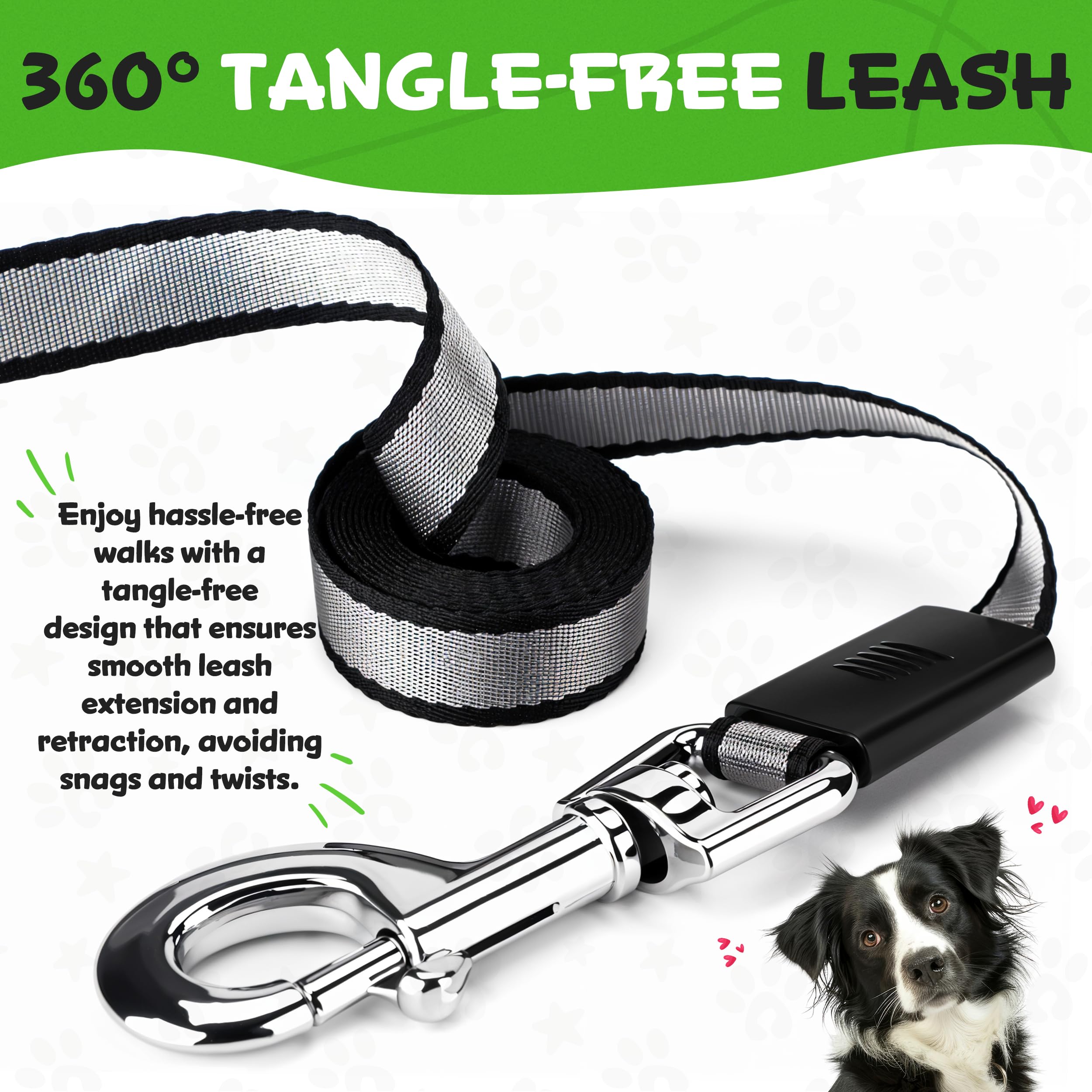 Retractable & Extendable Dog Lead/Leash, 8m Extra Long for Medium to Large Breeds Up to 110 lbs (50 kg) (Green) - Image 4