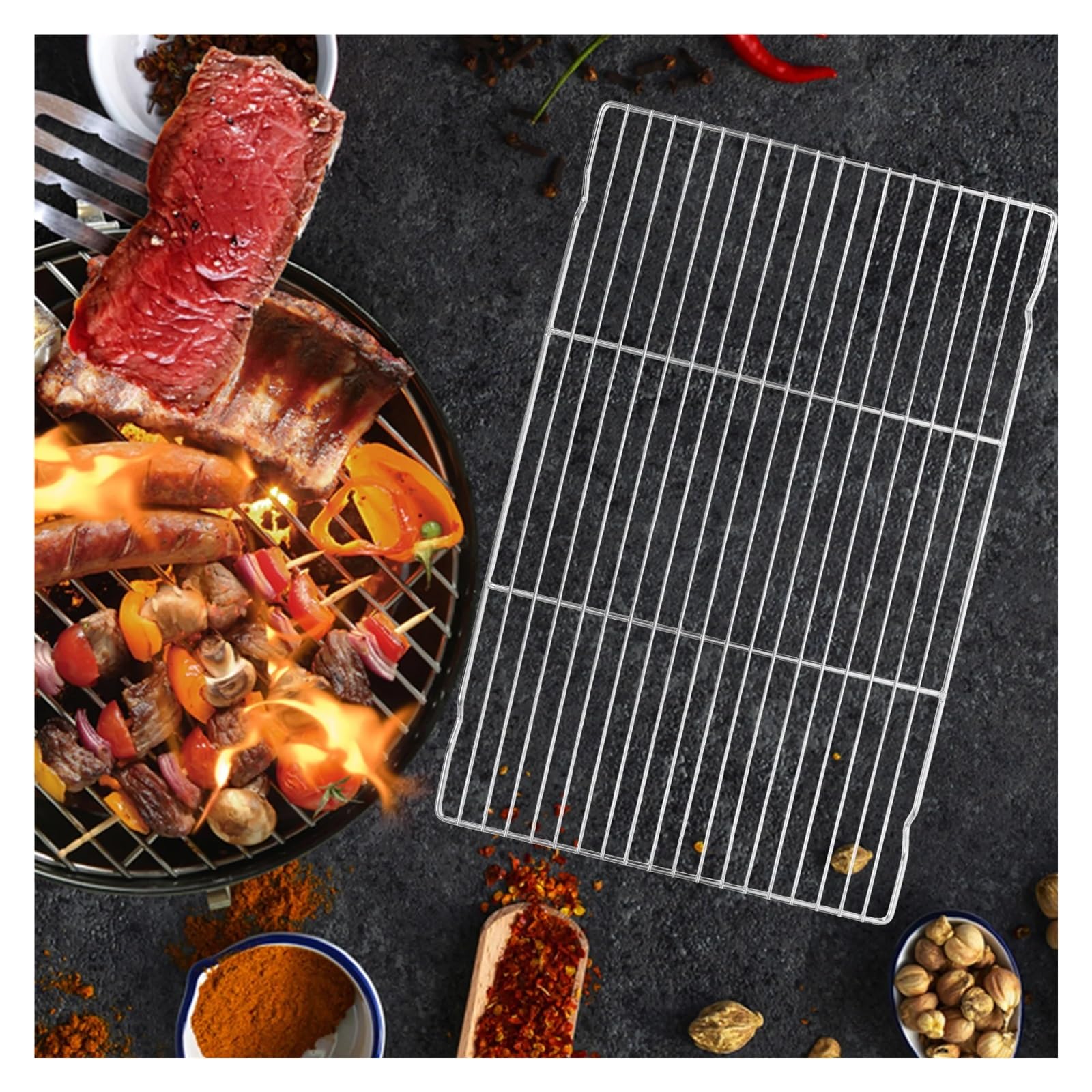 Kühlgitter aus Edelstahl Edelstahl-Kühlregal, verdicktes Drahtgeflecht, Kühlversorgung for Backen, Grillen, Braten, Küche, Kochen
