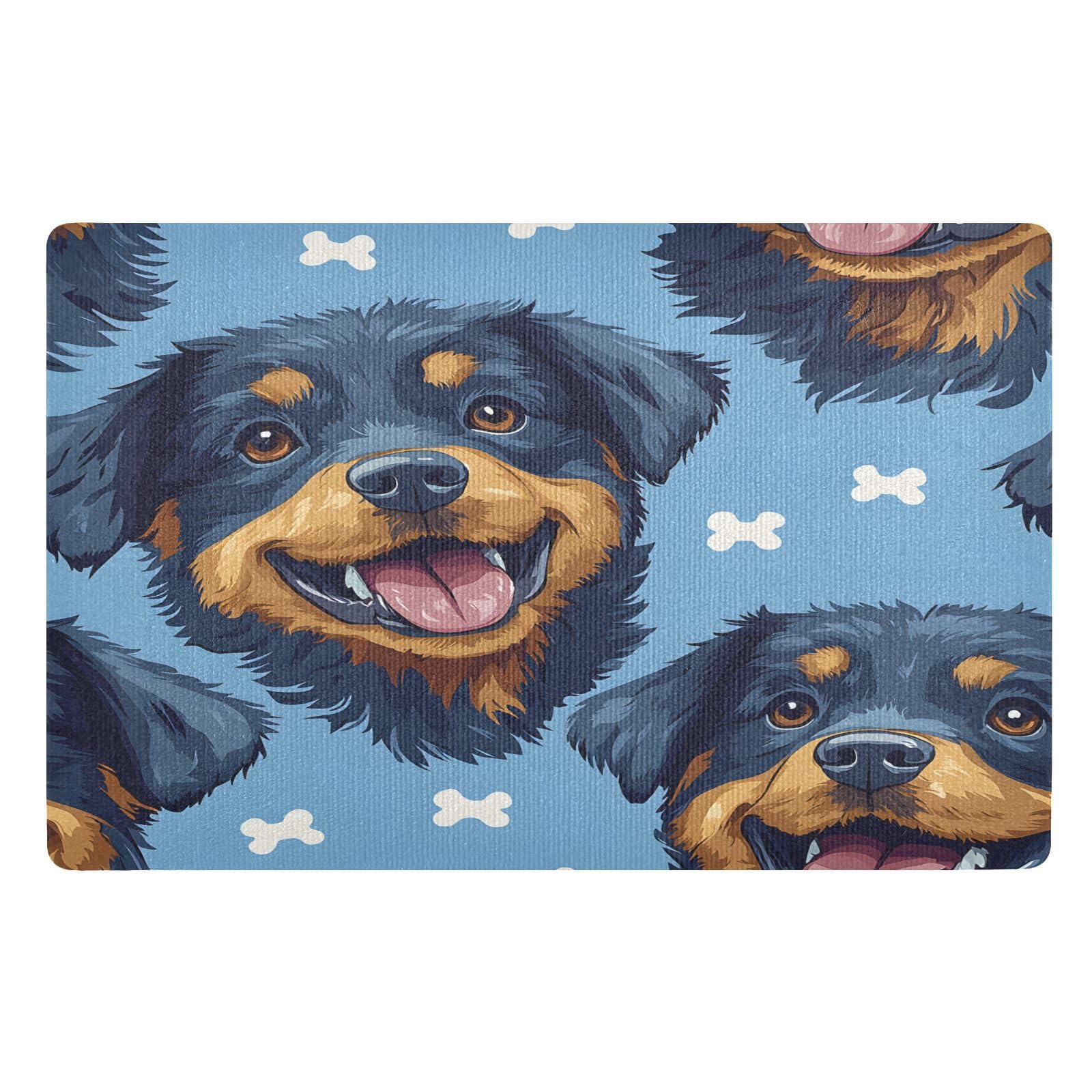 Paillasson absorbant et antiderapant motif rottweiler tapis d'entree lavable 50x80cm