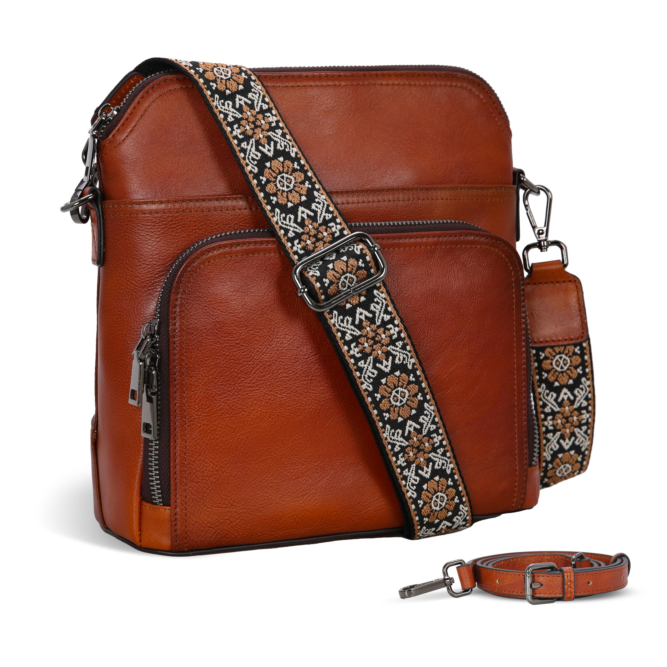 Iswee Leather Crossbody Multi Pockets