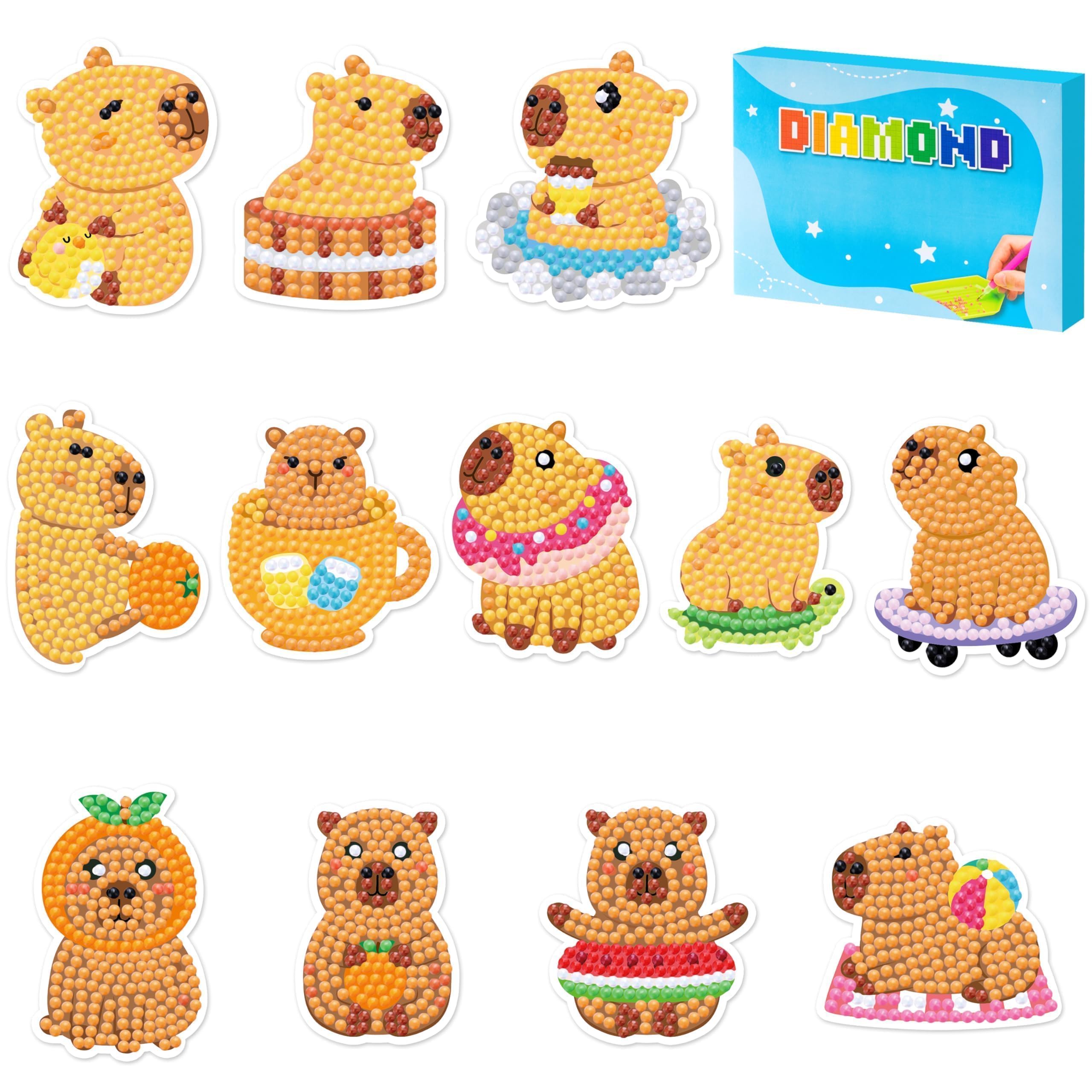 EDaozkend Capybara Diamond Art Kits - Back to School 12 Capybara 5D DIY Creative Art Craft Mosaic Sticker for Kids&Adult Painting Craft Beginner