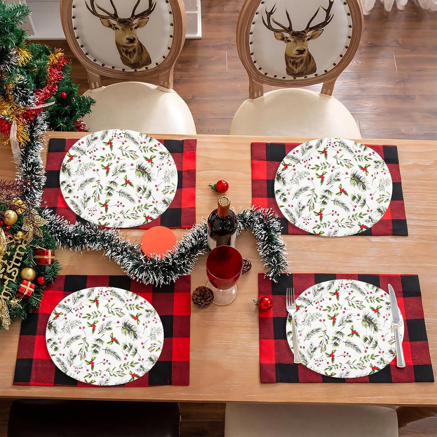 Christmas Paper Plates Christmas Holly Berries Oval Plates image 5