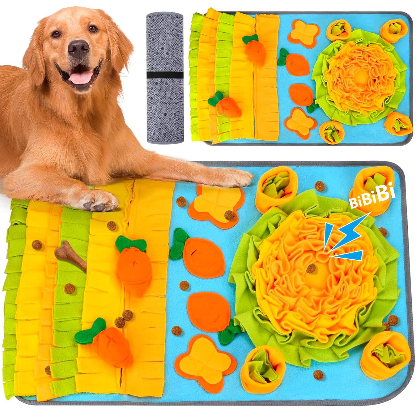 UCAMP Alfombra Olfativa, Manta Olfativa Perro Juego Inteligencia Perros, Juguete Interactivos Snuffle Mat para Perros, Estera de Alimentación Lenta Portátil 50 * 80cm