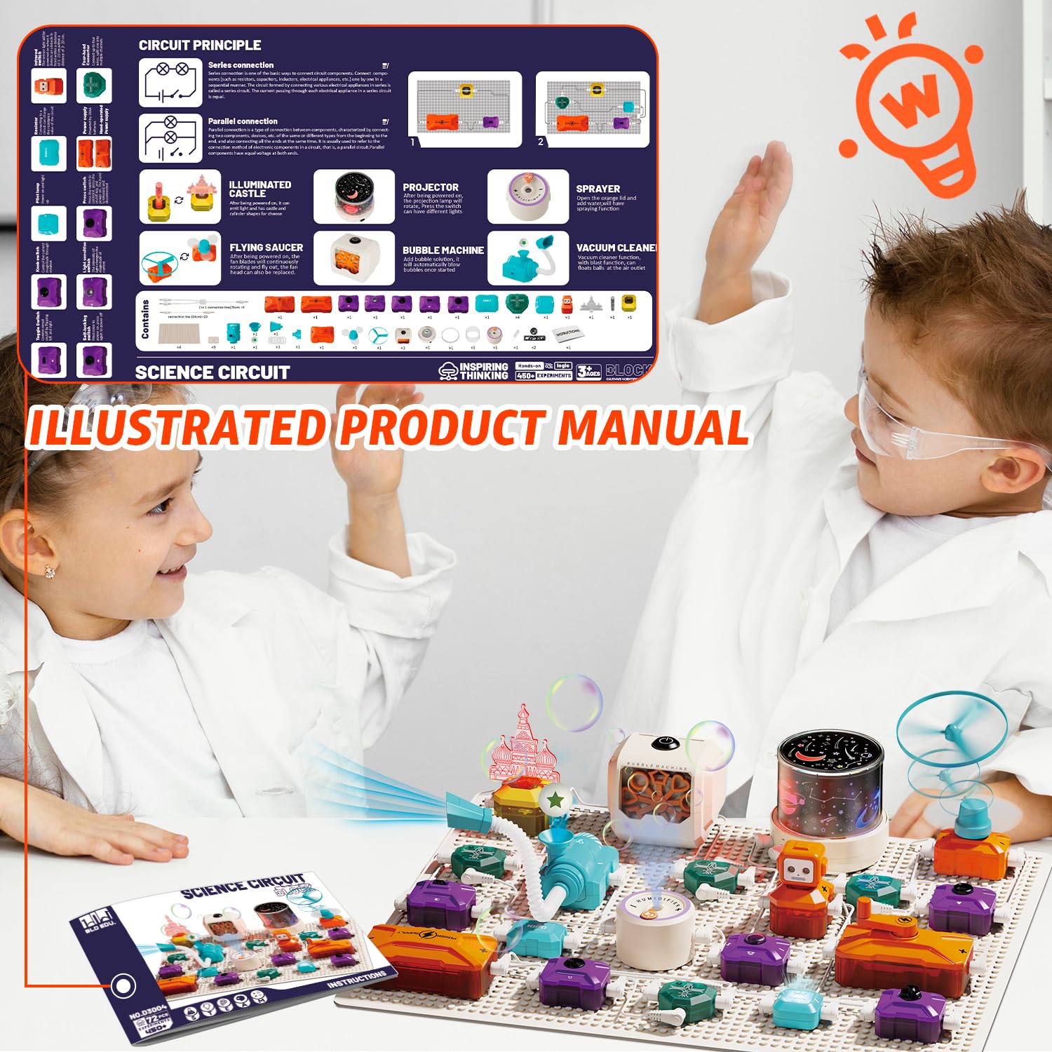 Bastelsets für Kinder, über 450 Projekte – Elektronik-Entdeckungssets, pädagogisches Elektronikspielzeug für Jungen und Mädchen, praktisches Technikspielzeug, für Geburtstage, Halloween