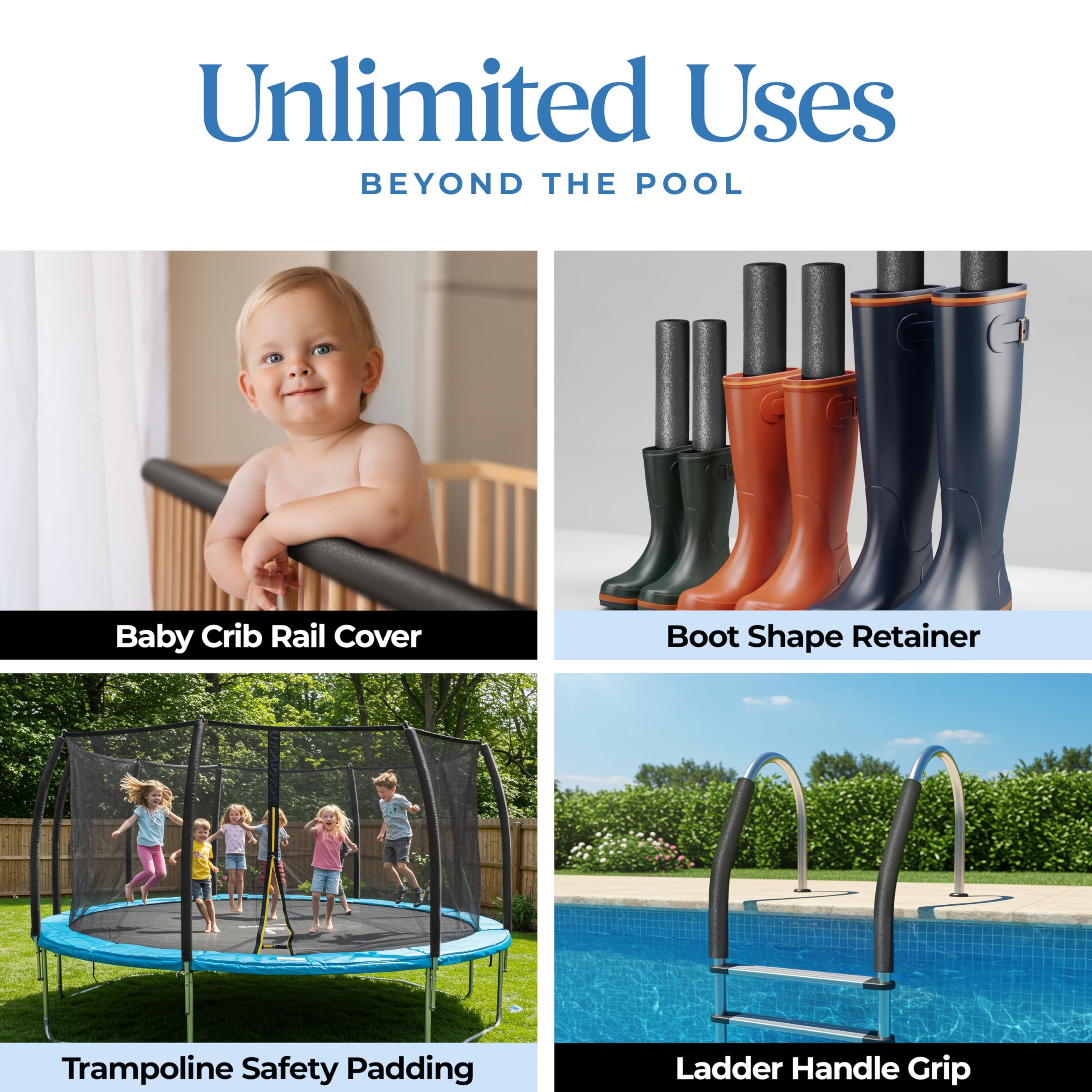 Play22 Pool Noodles Foam - Confezione da 6 tubi in schiuma bianca