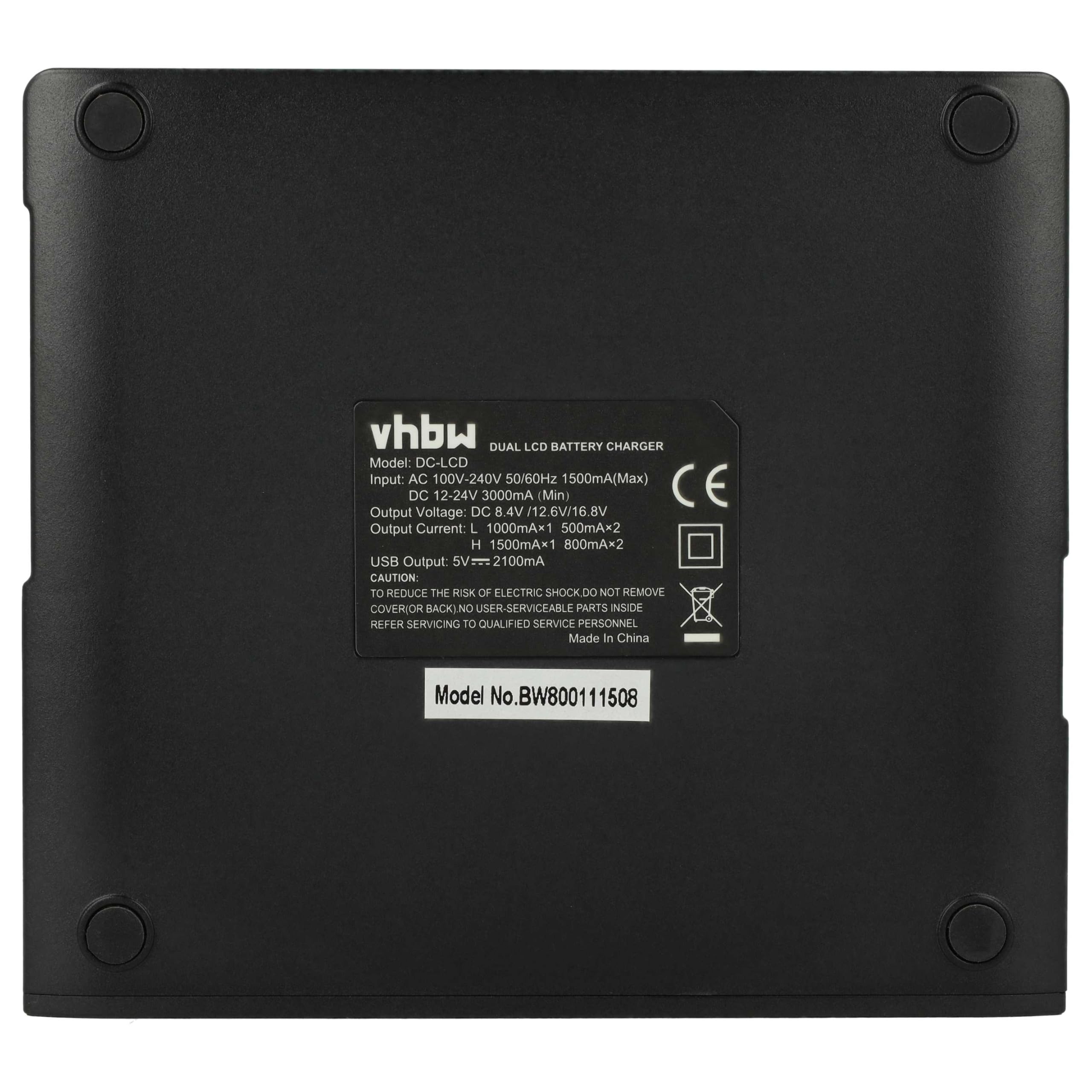vhbw Podwójna ładowarka kompatybilna z Sony HDR-PJ220E, HDR-PJ260, HDR-PJ220EB kamera/akumulator – ładowarka z wyświetlaczem, wskaźnik ładowania, 5 V