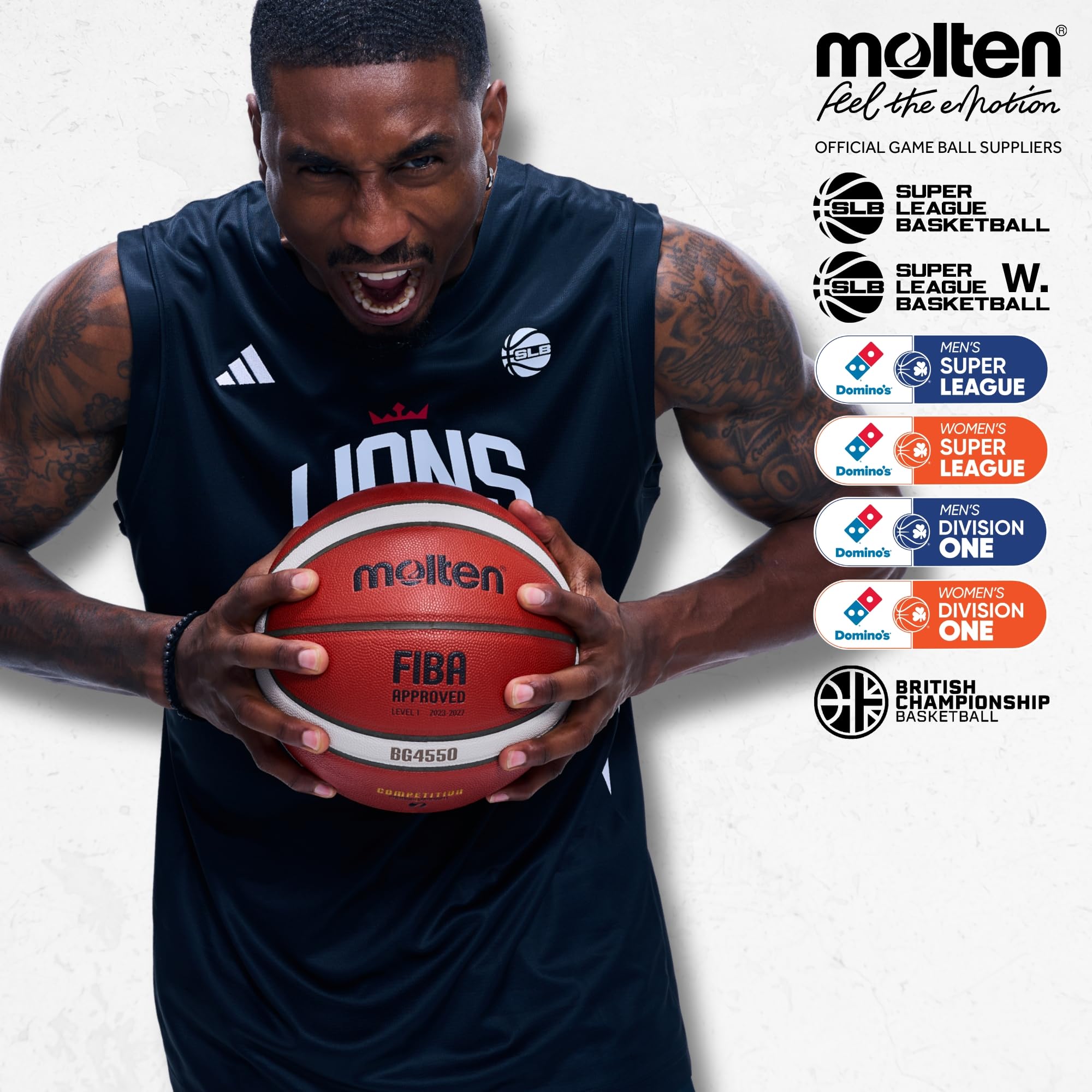 Molten BG4550 Wettspielball - FIBA Basketball aus Premium Synthetik-Leder Gr. 6, 7