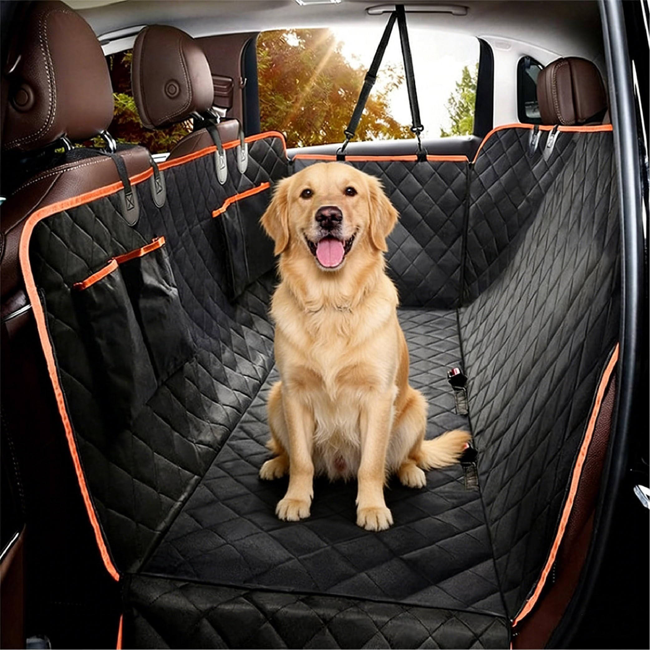 LWSEOPM Rear Seat Covers for Dogs for Mercedes Benz GLC 200 GLC 250 GLC 300 GLC 350e GLC 43 AMG GLC 63 AMG, Waterproof, Machine Washable, Durable, Non-slip & Scratch Proof Dog Car Seat Cover
