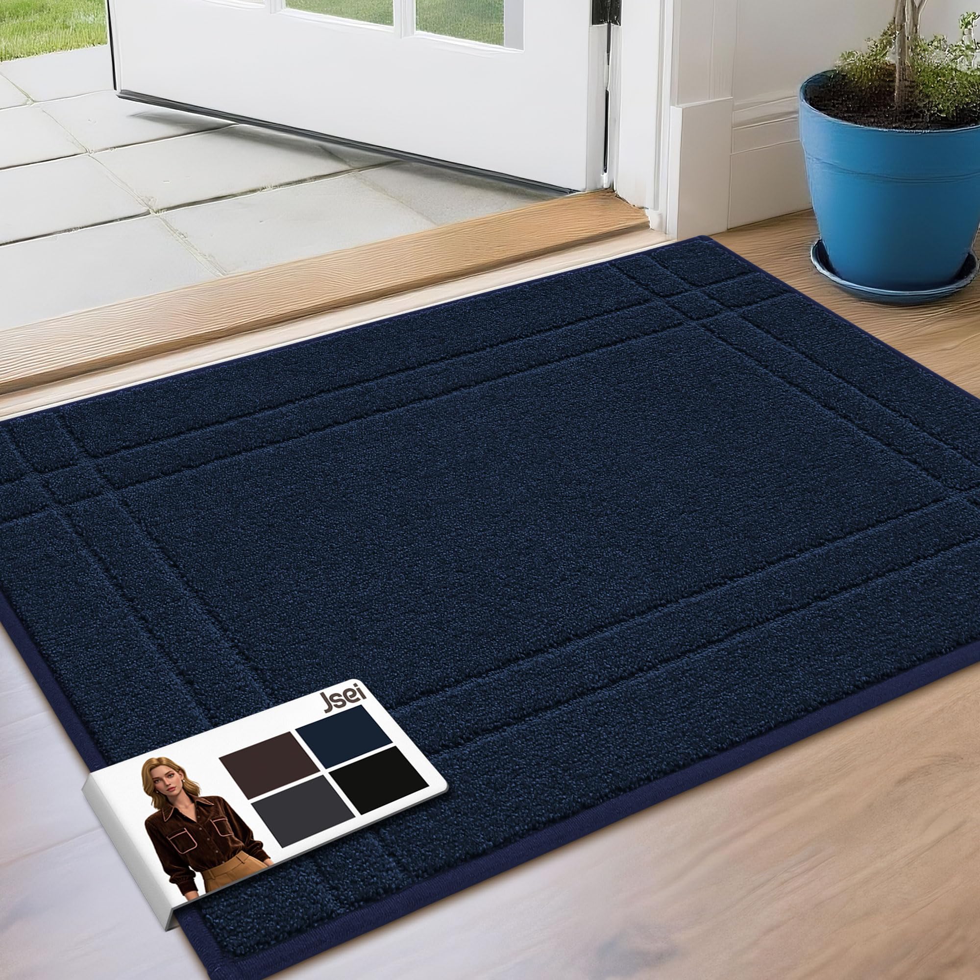 JSEI Entryway Rugs Doormat 24x36 Non-Slip Dirt Trapper Door Mats Indoor Washable Absorbent and Stain Resist Welcome Floor