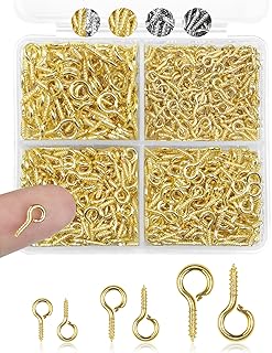320pcs FIVEIZERO Copper Gold Small Screw Eye Pins for Jewelry Making & DIY Crafts, Mini Eyelet Screws for Art Projects & Bead Charms, Tiny Eye Hooks & Screw Eyes for Crafts (Gold&Silver,3 Sizes)