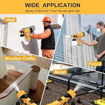 Cordless Paint Sprayer for Dewalt 20V MAX Battery, 40000RPM Spray Paint Gun with 4 Copper Nozzle, Sprayer Paint Gun for House Painting, Paint Sprayer Home Interior and Exterior Furniture (No Battery)