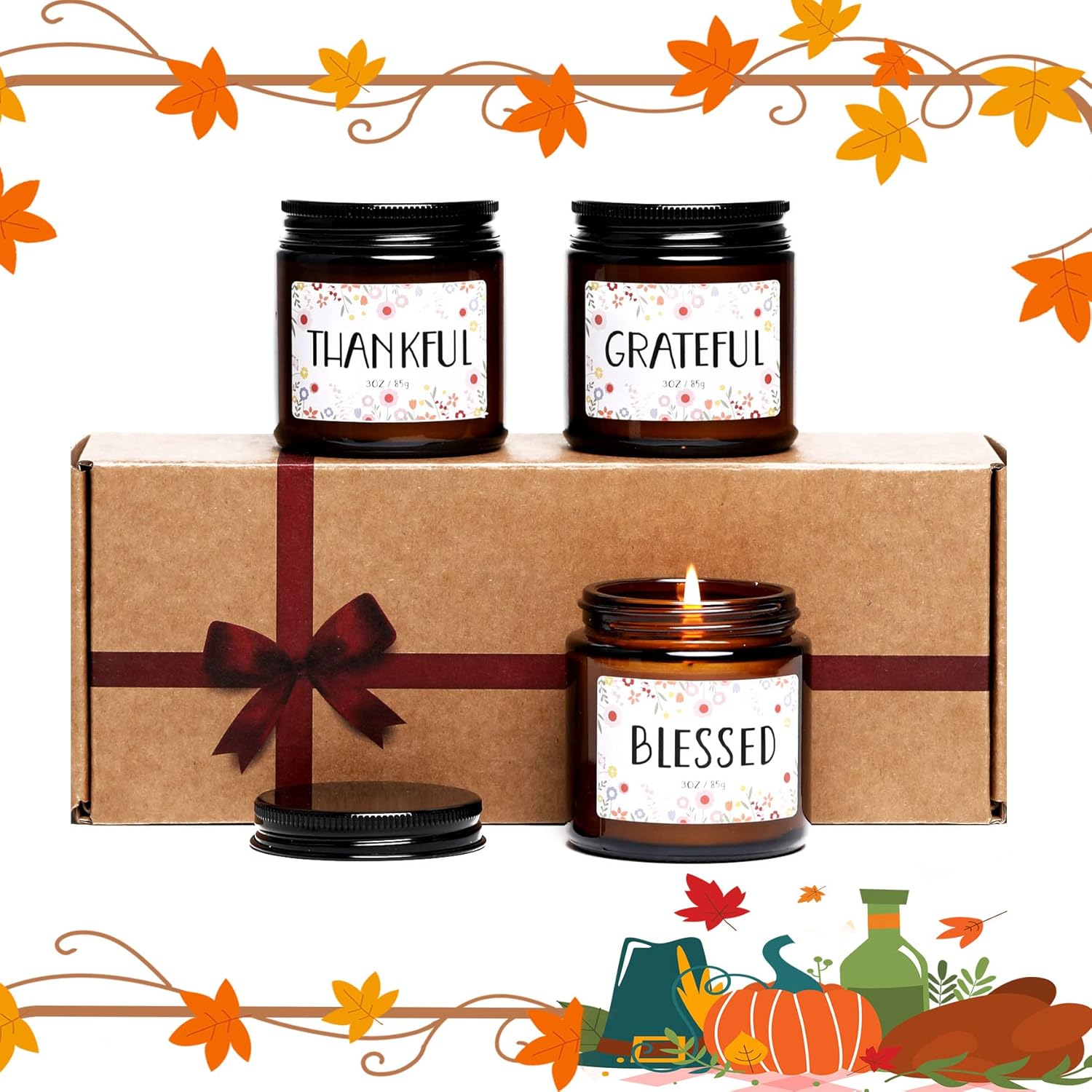 Thank You Gifts for Women, Set 3 Scented Candle Soy Wax Candles for Home , Inspirational Grateful Candles for Women,Aromatherapy Candle Gift : Home & Kitchen