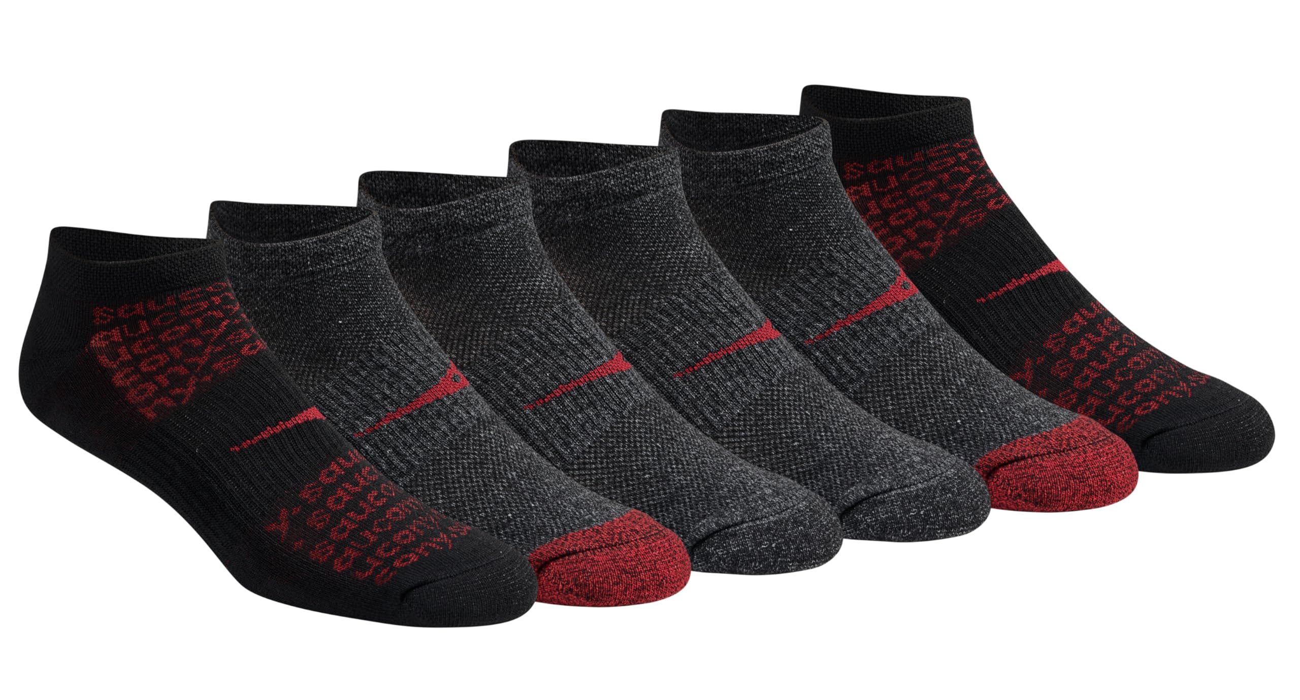 Saucony Men's RunDry Mesh Ventilating Comfort Fit Performance No-Show Socks, Available in M-XXL (6, 12, 18 Pairs)