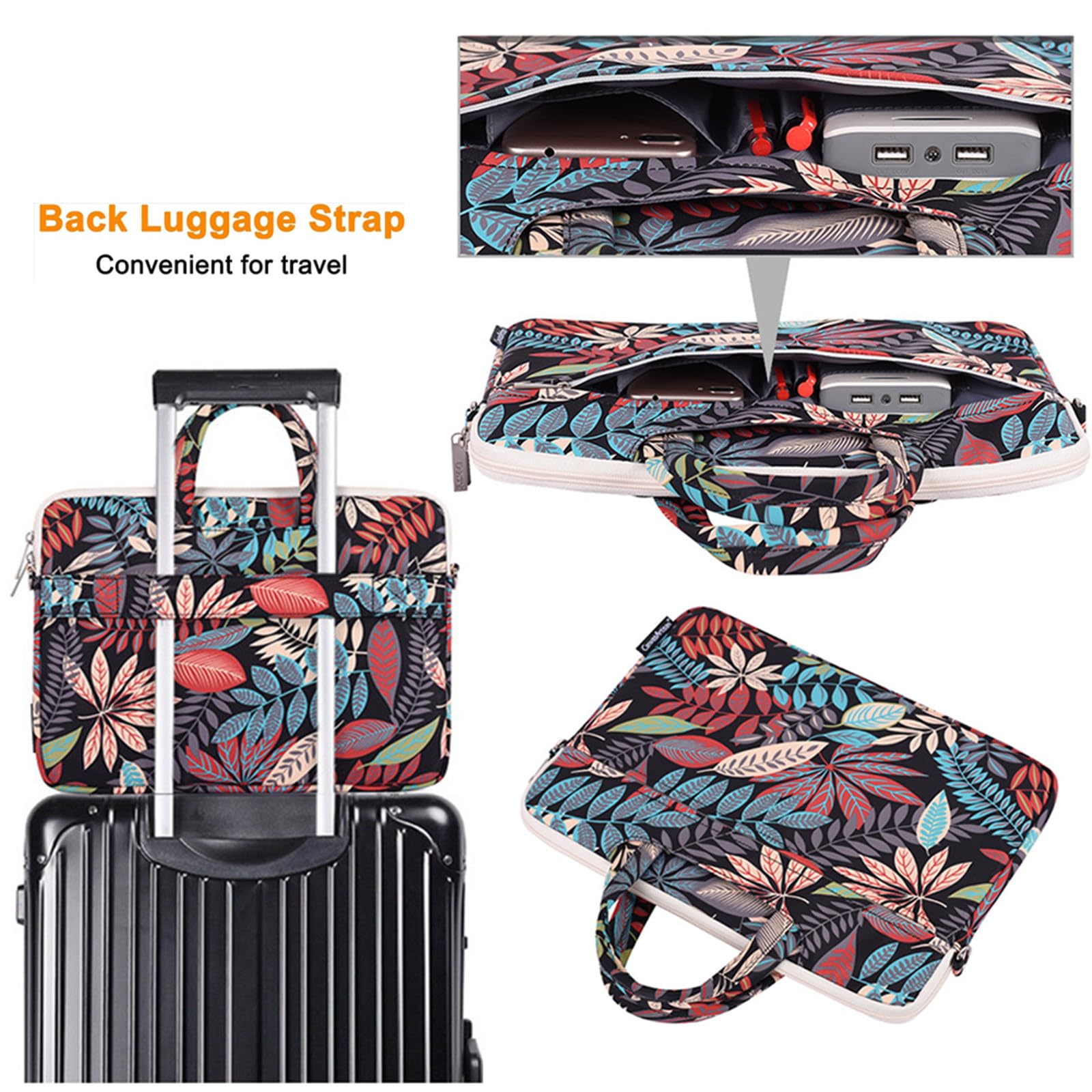 Borsa Per Laptop 13-14-15 Pollici, Impermeabile, A Tracolla, Con Cinghia Per Trolley, Multifunzionale, Design Cerchio - 2