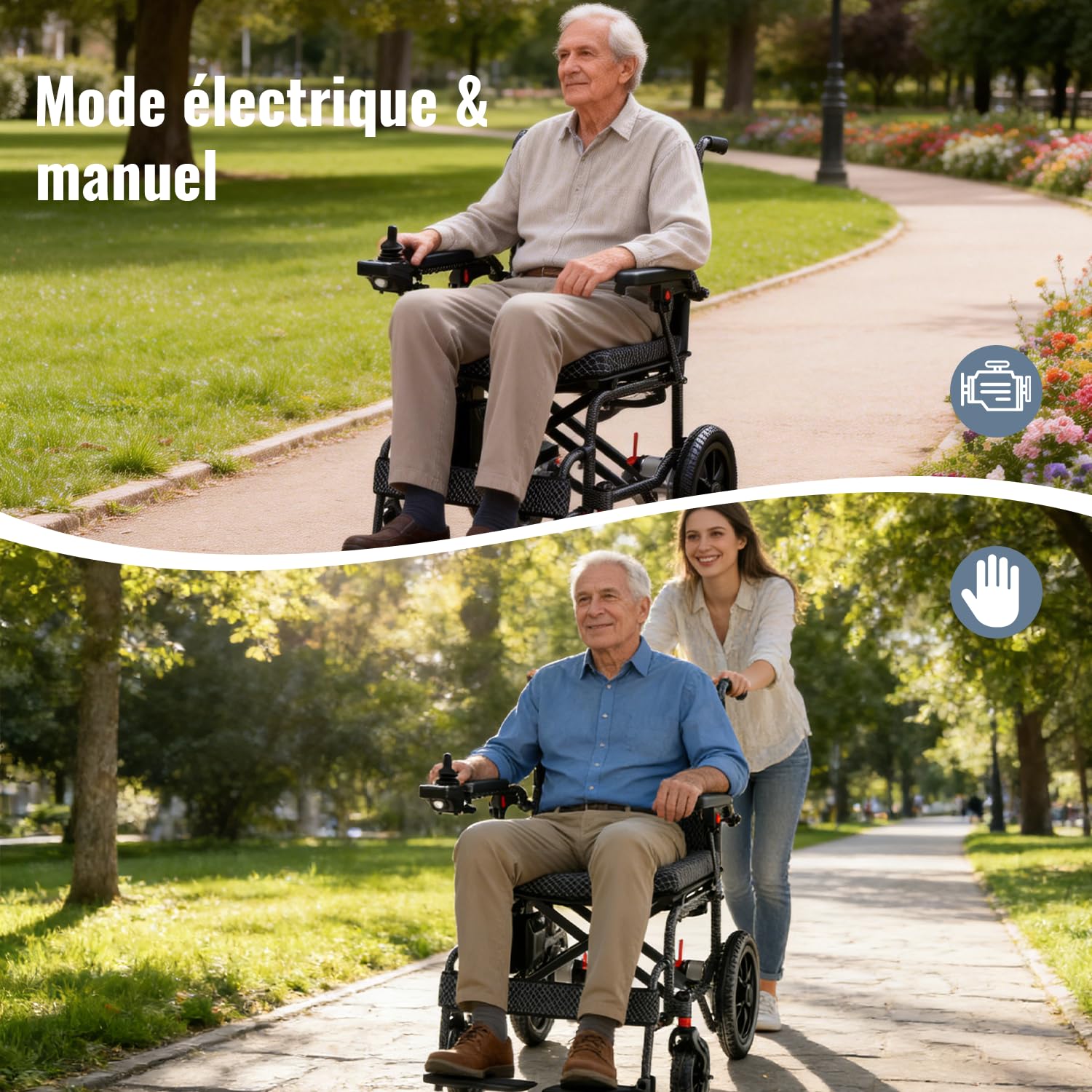 D10 15,9 kg Fauteuil Roulant Électrique Léger pour Adultes Pliable, Fauteuil Roulant Motorisé Léger Avec Autonomie de 46 km, Fauteuil Roulant Tout-Terrain (Ampère-heure, 24)