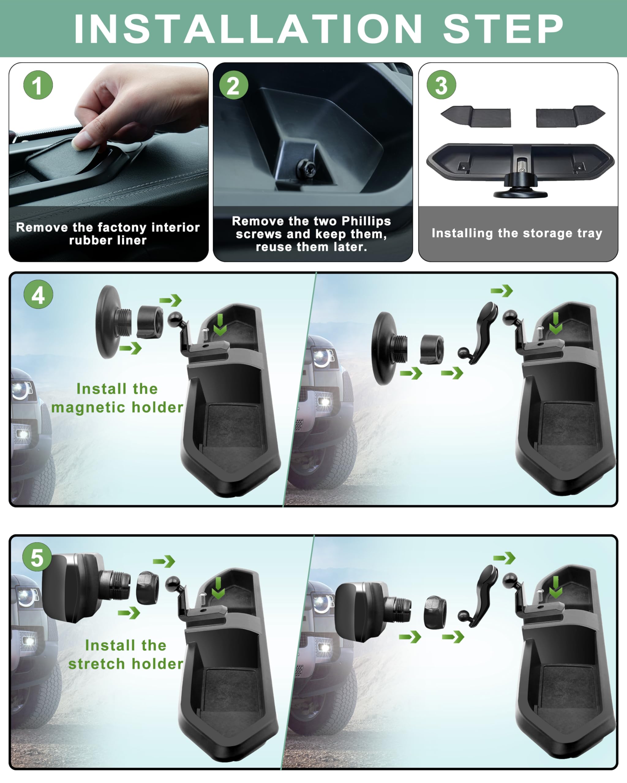 Supporto magnetico per telefono Jeep per Wrangler JL JLU e Gladiator JT 2018-2023 - Supporto per telefono da cruscotto con Magsafe per Jeep Wrangler e Gladiator 2/4 porte accessori (non per