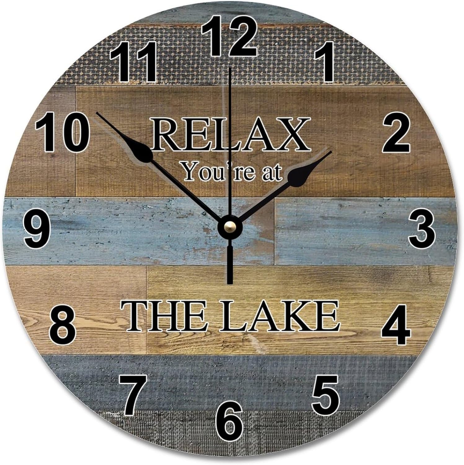 Relax You're at The Lake Clock Lake Wood Grain Wall Clocks Battery Operated 12 Inch Silent Non-Ticking Rutic Farmhouse Wall Decor for Bedroom Living Room