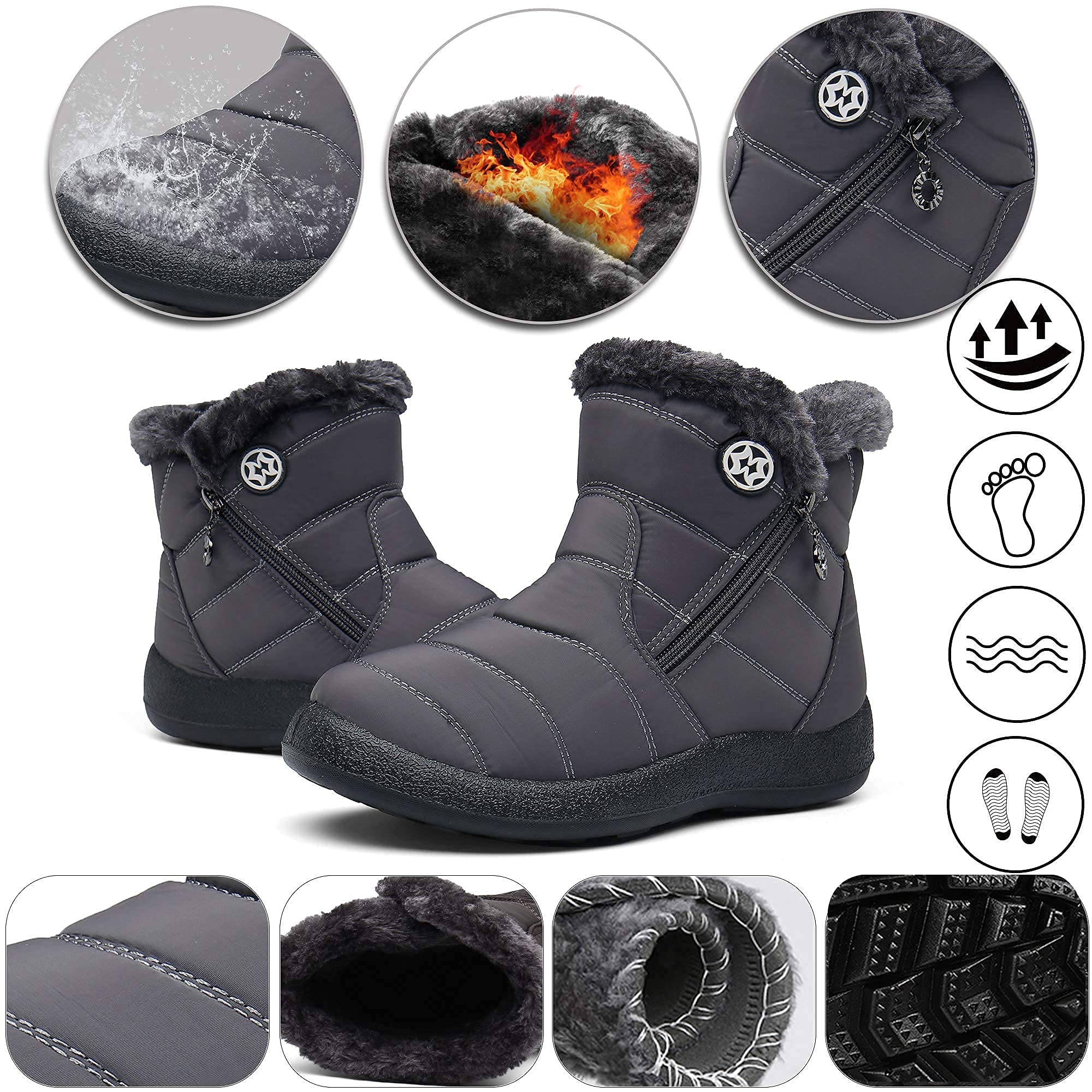 Gaatpot Stivali Donna Stivaletti Invernali Stivali da Neve Caldo Peluche Scarpe Impermeabili 36-43