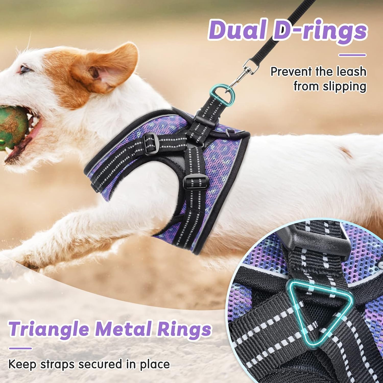 AOKCATS Small Dog Harness, Soft Adjustable Puppy Harness No Pull No Choke Dog Vest Harness Reflective Comfort Padded for Small Medium Dog Walking