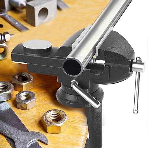 Miniatura 9 de Shangyoyi Tornillo de banco 2 en 1 para banco de trabajo de 3.2 "- Abrazadera de base giratoria de 360 multifuncional portátil en tornillo de banco