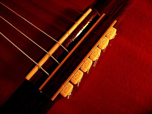 Miniatura 2 de Rosette Diamond Secure String Ties - Cuentas de puente de guitarra clásica de color blanco marfil