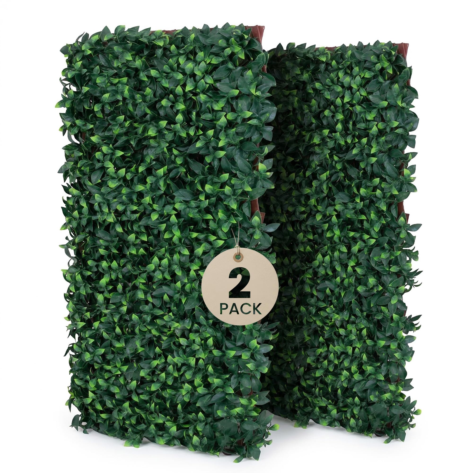 2 Expanding Trellis With Artificial Leaves 35x71 In (90x180 cm) - Garden Privacy Screen & Outdoor Decor, Ficus Leaf Artificial Hedge Screening Panel for Balcony, Terrace, and Wall
