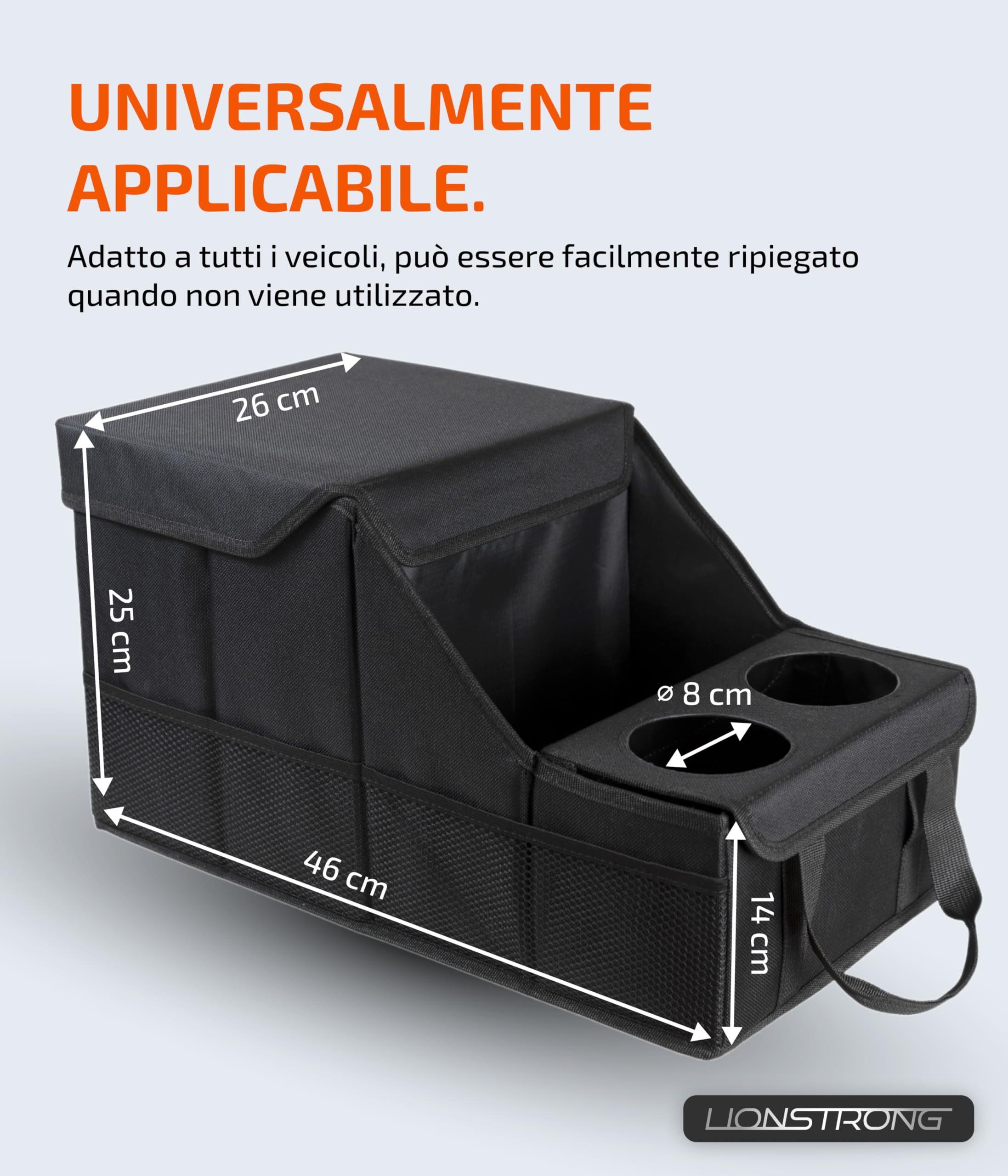 LIONSTRONG® Organizzatore Auto [STABILE GRAZIE PANNELLI PLASTICA] - Organizzatore Universale Sedile Posteriore e Sedile Passeggero - Ideale per Vacanze - Spazio per Giocattoli - Resistente all'Acqua