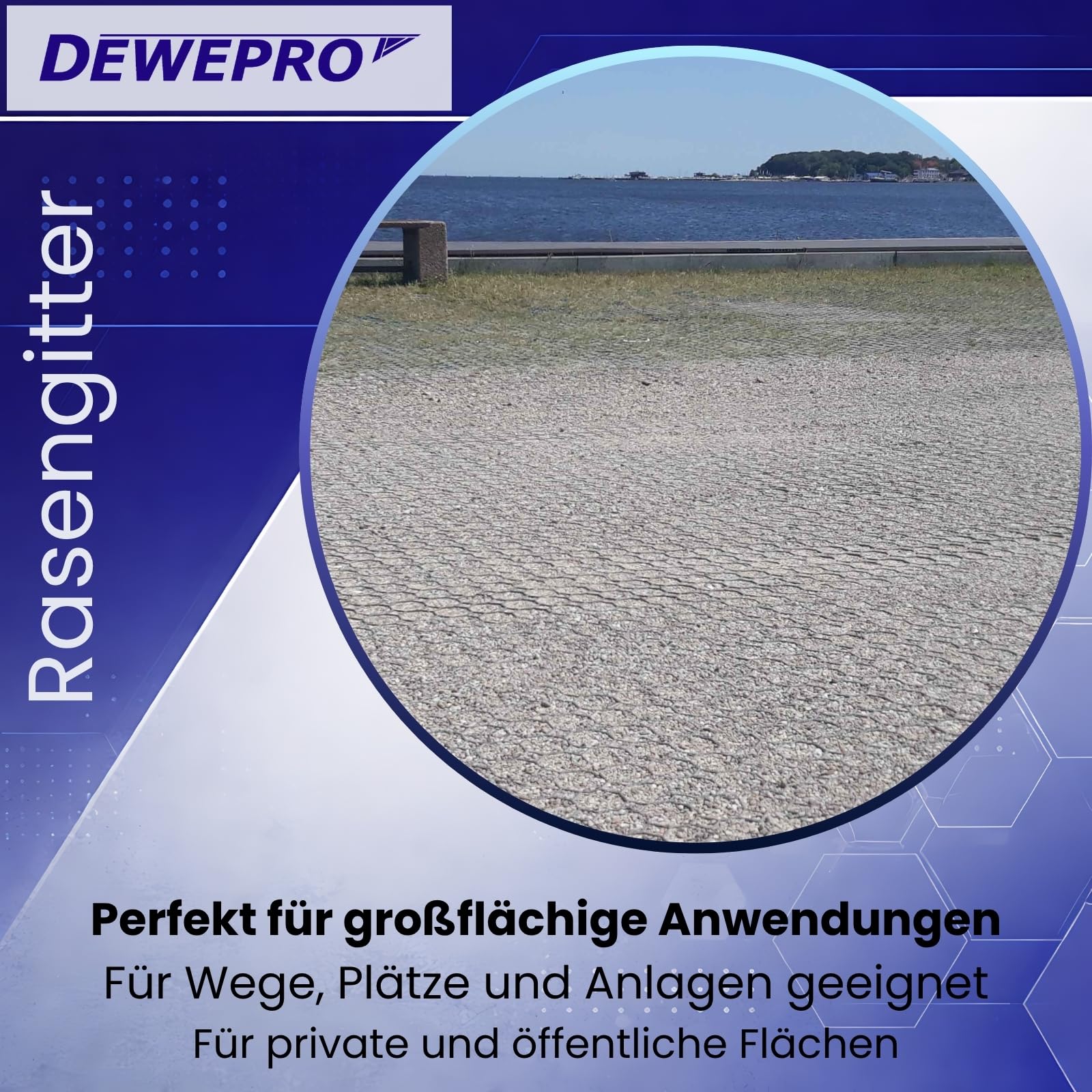 DEWEPRO Rasengitter 10er Set Kunststoff 57x38x4 cm – extrem belastbar & formstabil – Rasenwaben für Einfahrt, Parkplatz & Wege – wasserdurchlässig & stabil – Klicksystem