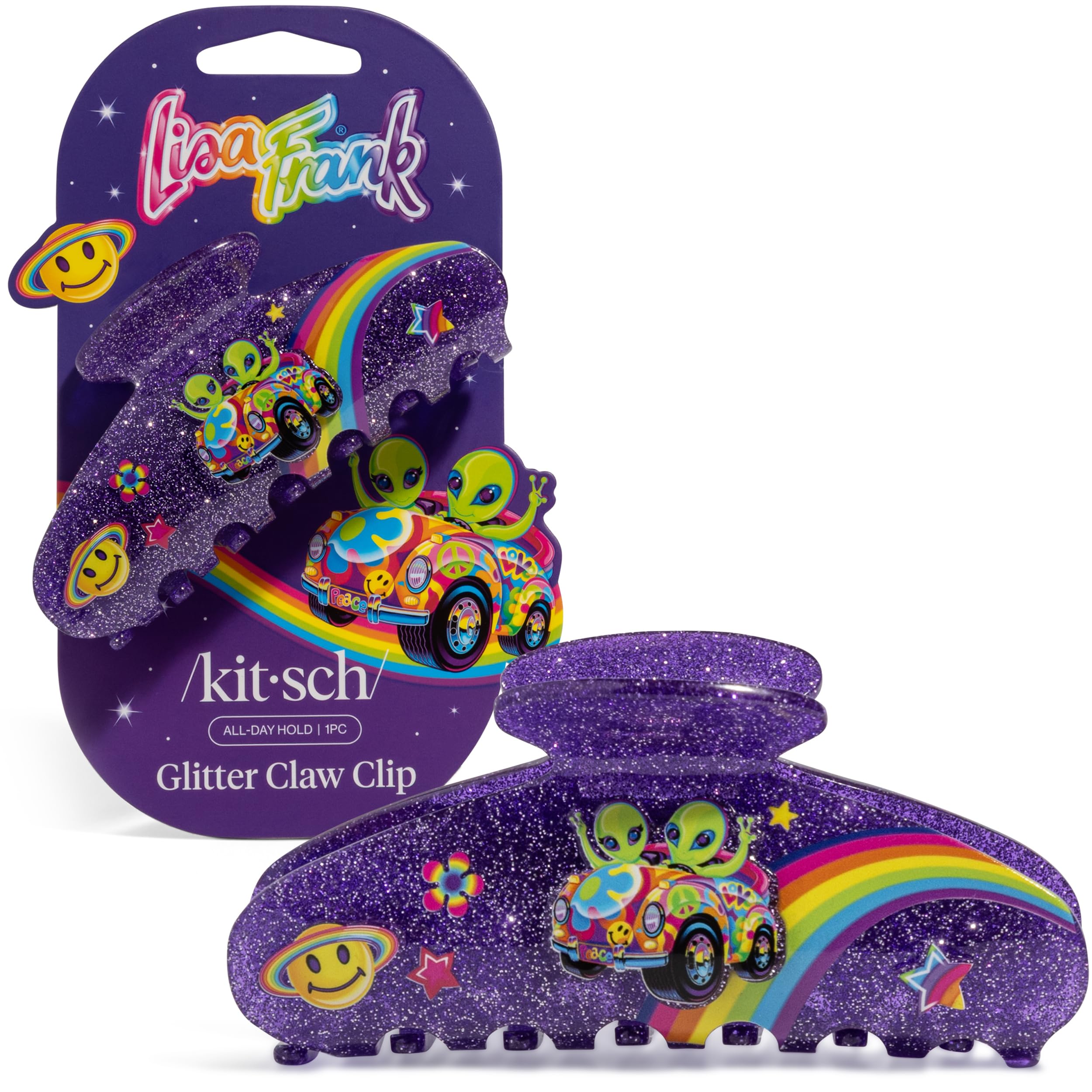 Lisa Frank x Kitsch Purple Glitter Hair Clip for Women – Secure Hold Claw Clip | Sparkly Hair Accessories with Strong Grip | Ideal Gifts for Women,