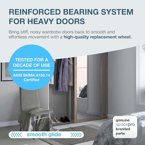 Spacepro/iSpace Official Sliding Door Wheels Sliding Wardrobe Door Parts - Formerly Stanley 17-4264Y-000 Wheels, Runners, and Guides for Sliding Door Mechanism, Wardrobe Rollers, and Runners - 4