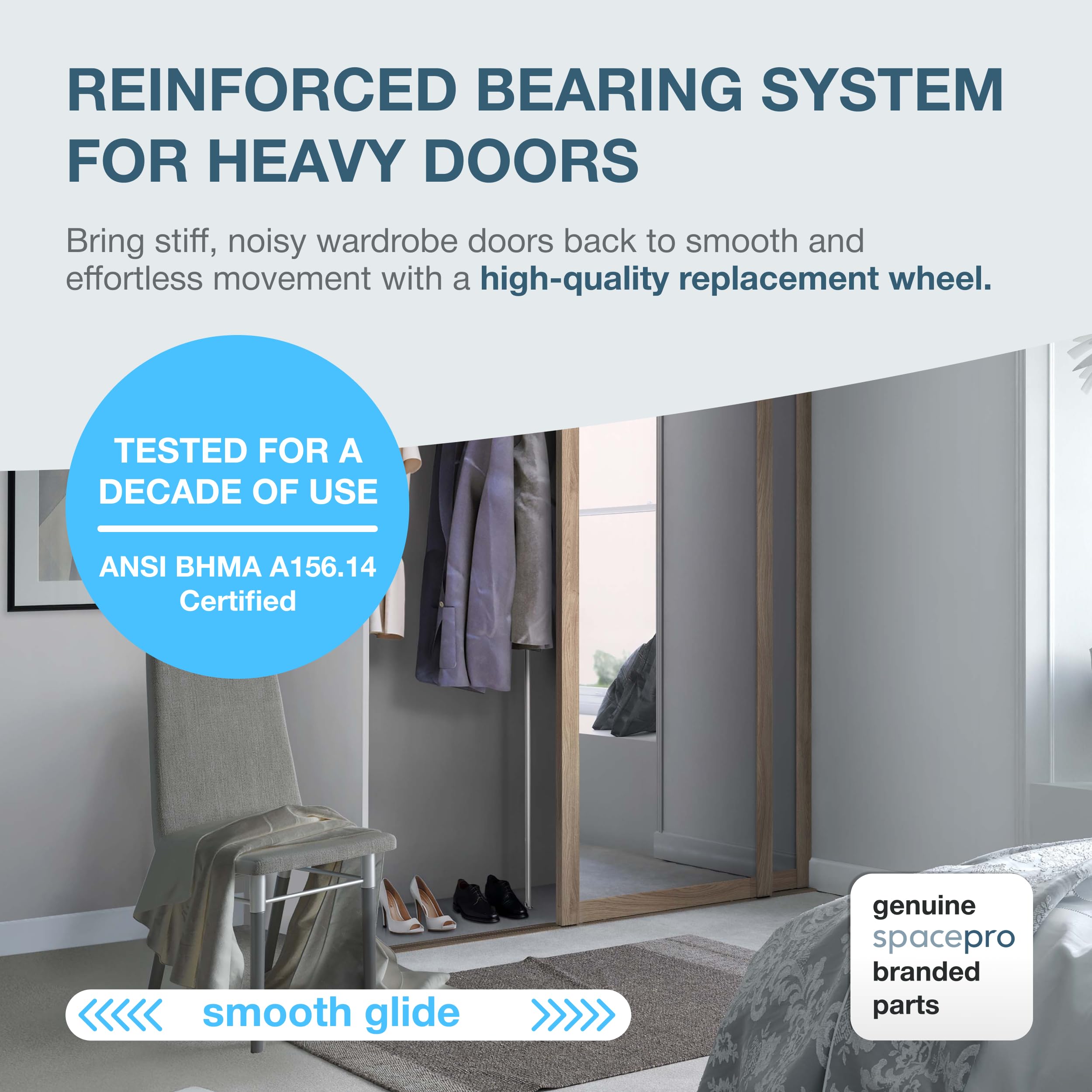 Spacepro anciennement Stanley 17-4264Y-000 Coulissant Pièces de la Porte Armoire Coulissante. Roues Roulettes Guider