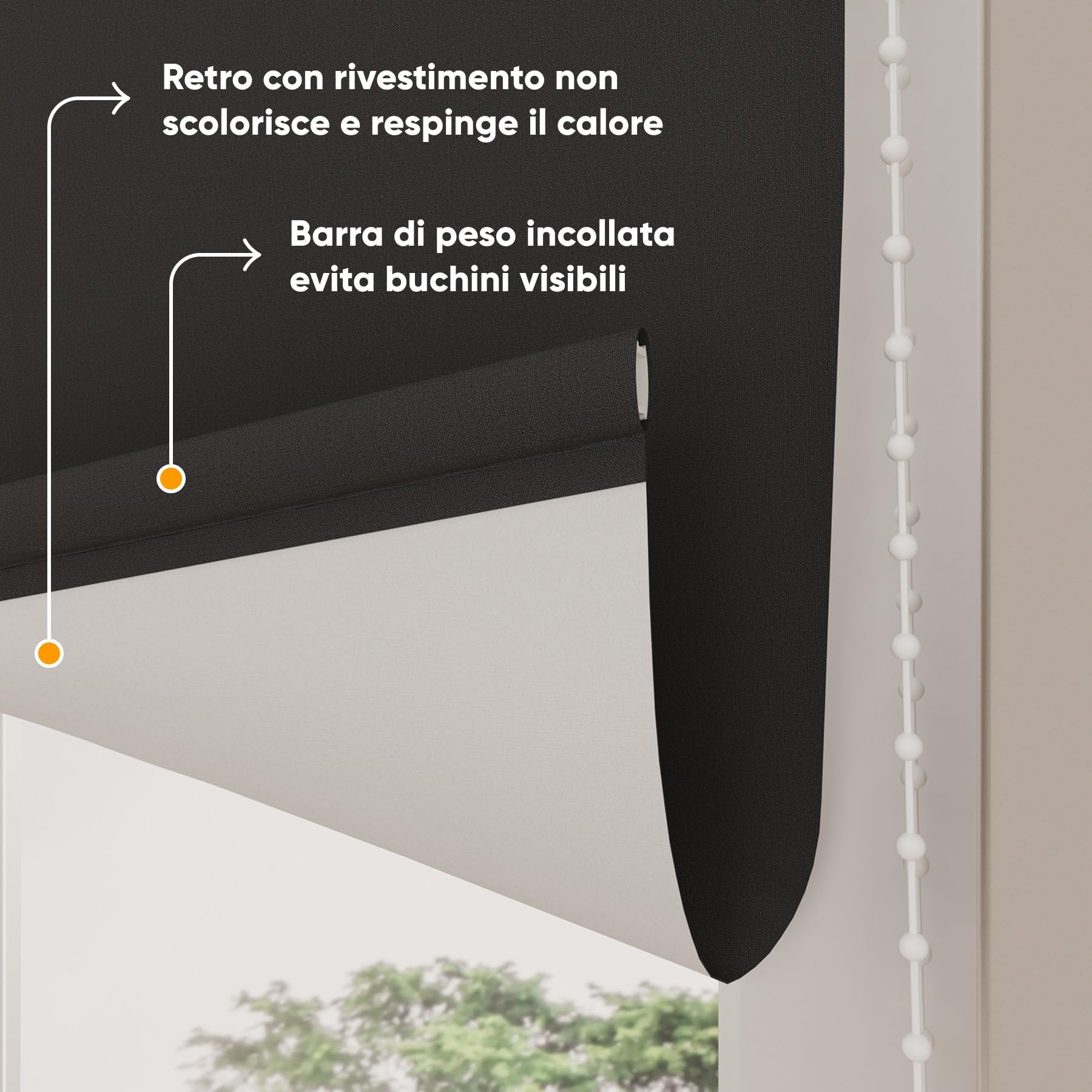 DTCH® Tenda a rullo oscurate senza fori 140 x 190 cm (LxA) Nero - 240 x 190 cm (LxH), Misure da 40 a 240 cm di larghezza, tende a rullo per finestre senza forare, Tenda oscurante