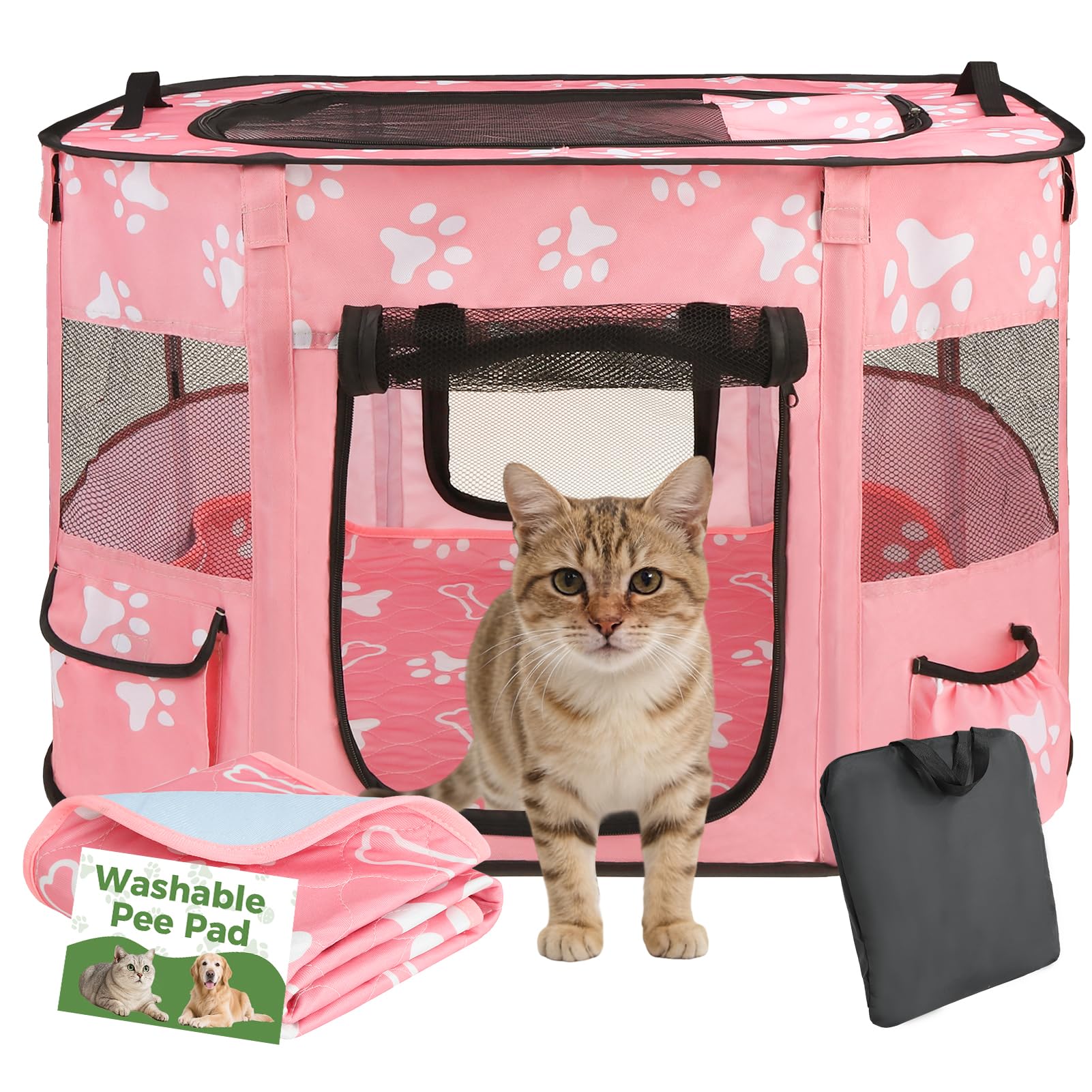 Photo 1 of Homimp Portable Pet Playpen - Pink, Small