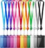 12 Pack ID Badge Holders with Retractable Lanyards Colorful Retractable Lanyards with Vertical Leather ID Badges for Office, School, Travel