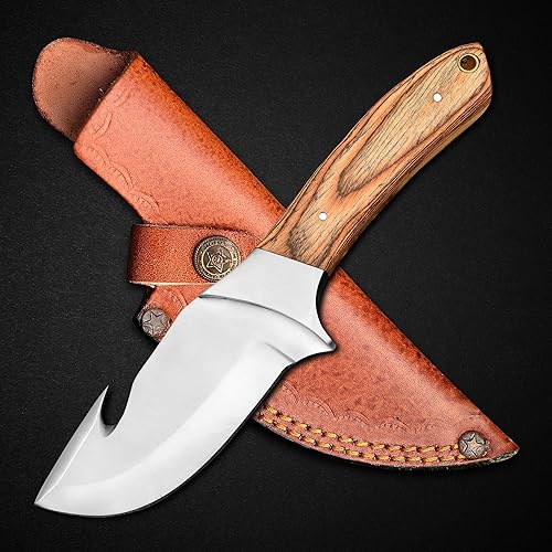 Miniatura 1 de WARIVO KNIFE Cuchillo de caza de espiga completa, cuchillo de gancho intestinal de 8 pulgadas, cuchillo de pelar para cazar, cuchillo de hoja fija