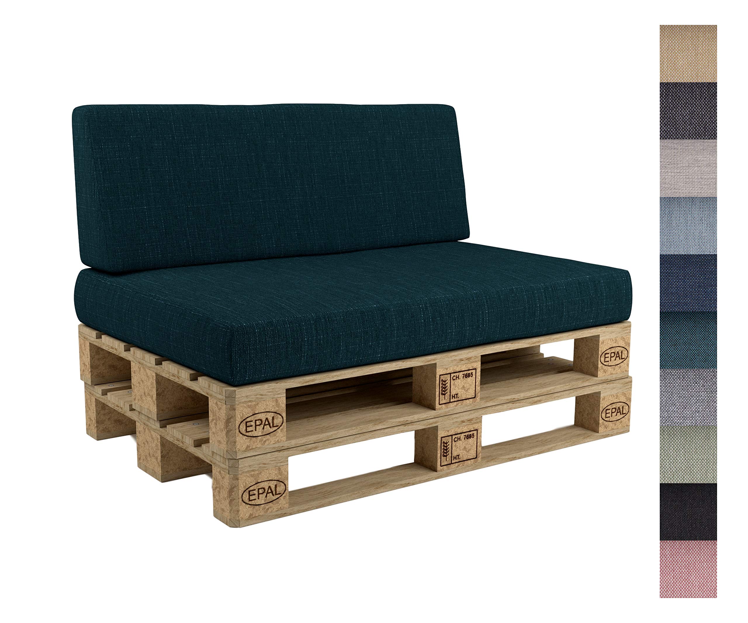 POKAR Euro Pallet Seating Set of 2: 1x seat cushion 120x80cm + 1x back cushion 120x40cm, cold foam, removable covers, Home Garden Furniture DIY, indoor outdoor pillow, without pallets, Beige — view 125