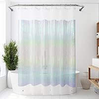 Vista 50 de Mrs Awesome Forro de Cortina de Ducha Extra Largo con 3 Imanes, Cortina de Ducha Larga de Plástico PEVA Blanco para Baño Impermeable, 72 x 84