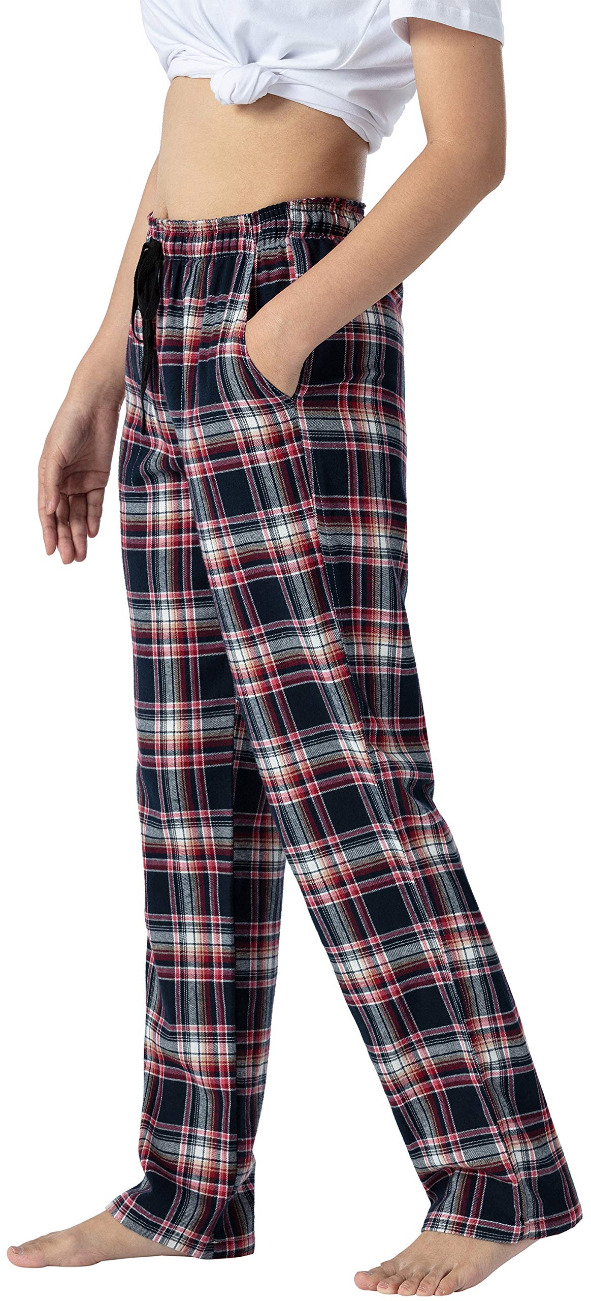 Pantalones de Pijama Mujer 100% Algodón Pantalones Invierno Cuadros Suave Cálido