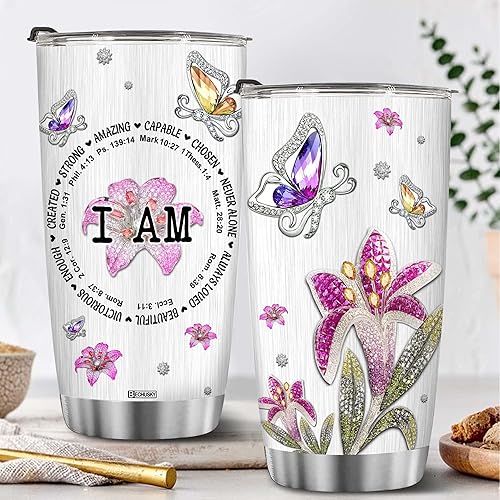 Vista 60 de BECHUSKY Vaso cristiano con versículo bíblico, regalos florales para mujeres, inspirador de fe, niña religiosa, mamá en cumpleaños, Pascua, Navidad
