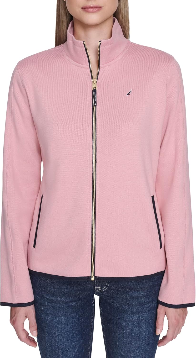 Nautica womens Mockneck Zip Up Fleece Jacket