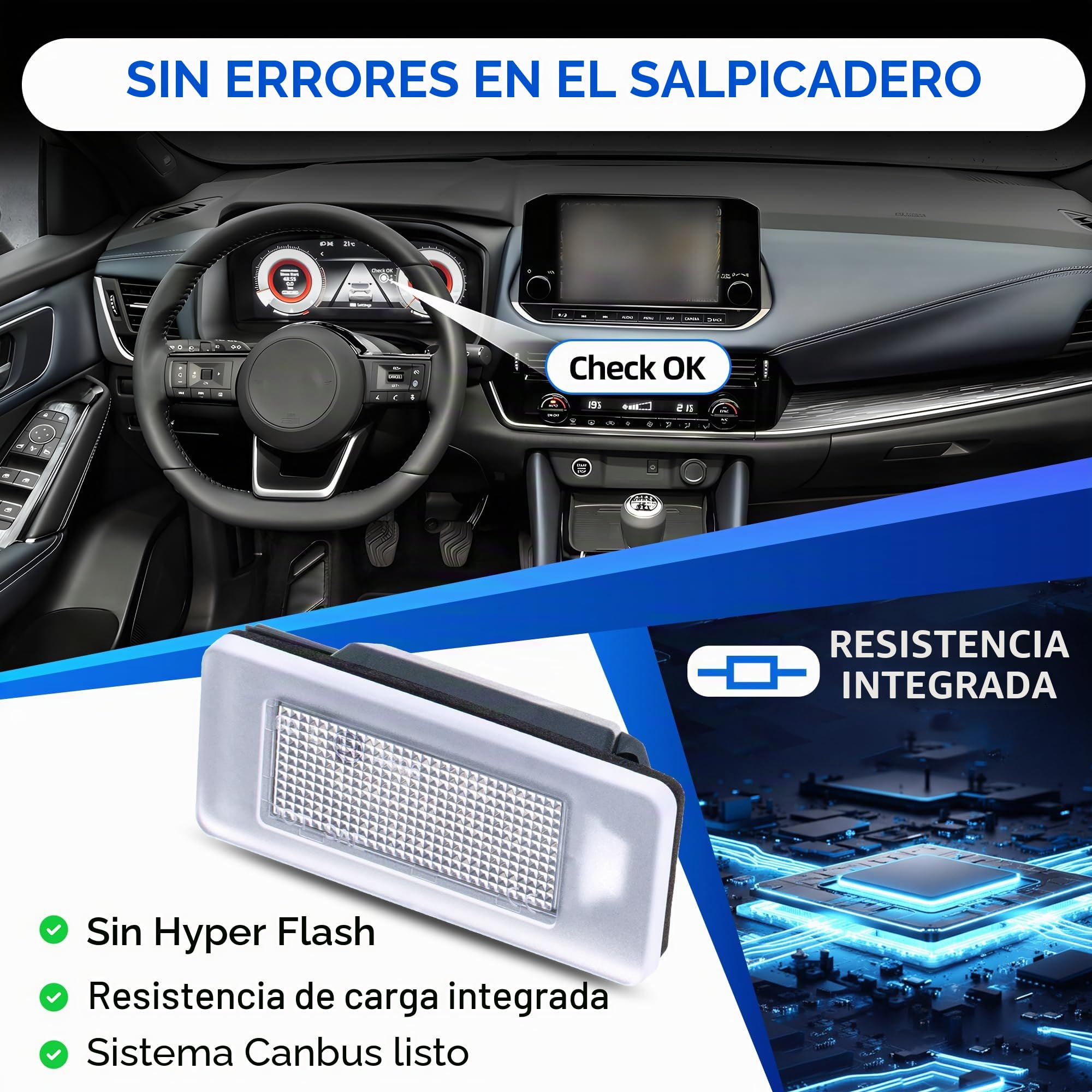 Luces LED para matrícula de matrícula para N-issan Altima 2019 2020 Serena C27 2016 en adelante Dacia Duster 2018 en adelante CANbus SMD Xenon blanco Tag Lamp OEM 265108990E